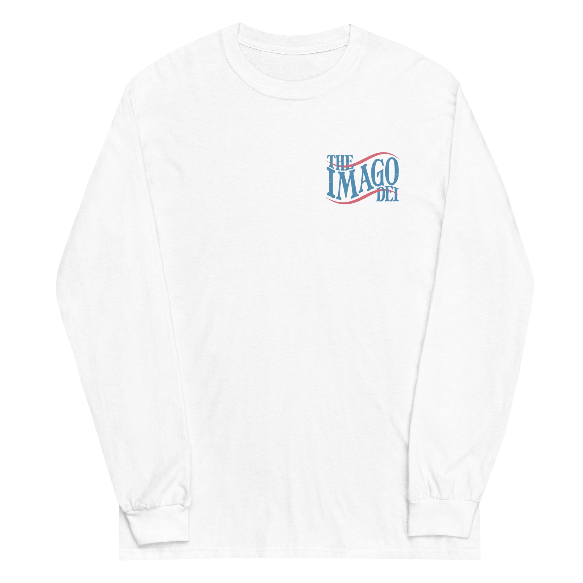 White long sleeve The Imago Dei Tee, Front, Christian Apparel