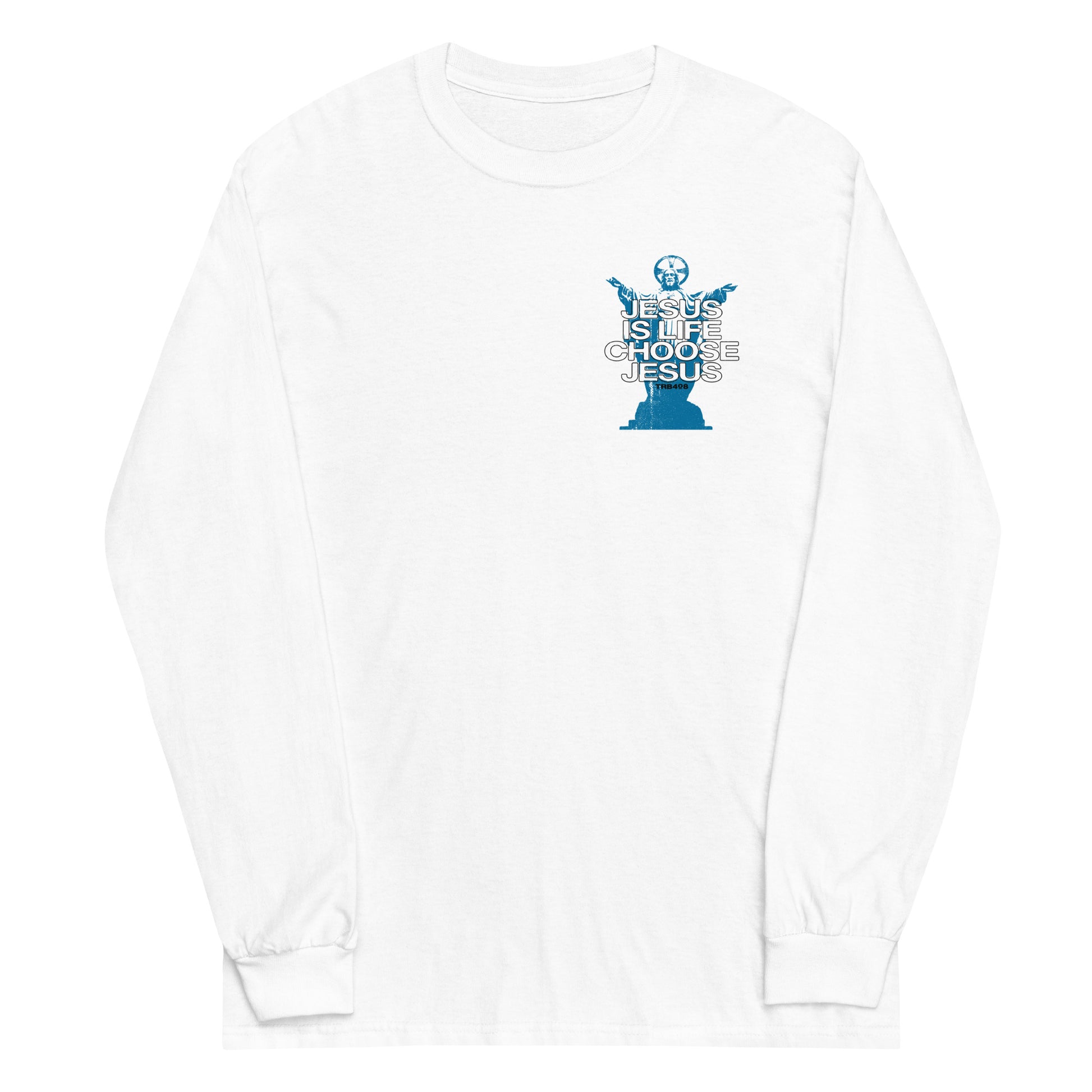 White long sleeve Jesus Is Life Tee, Front, Christian Apparel