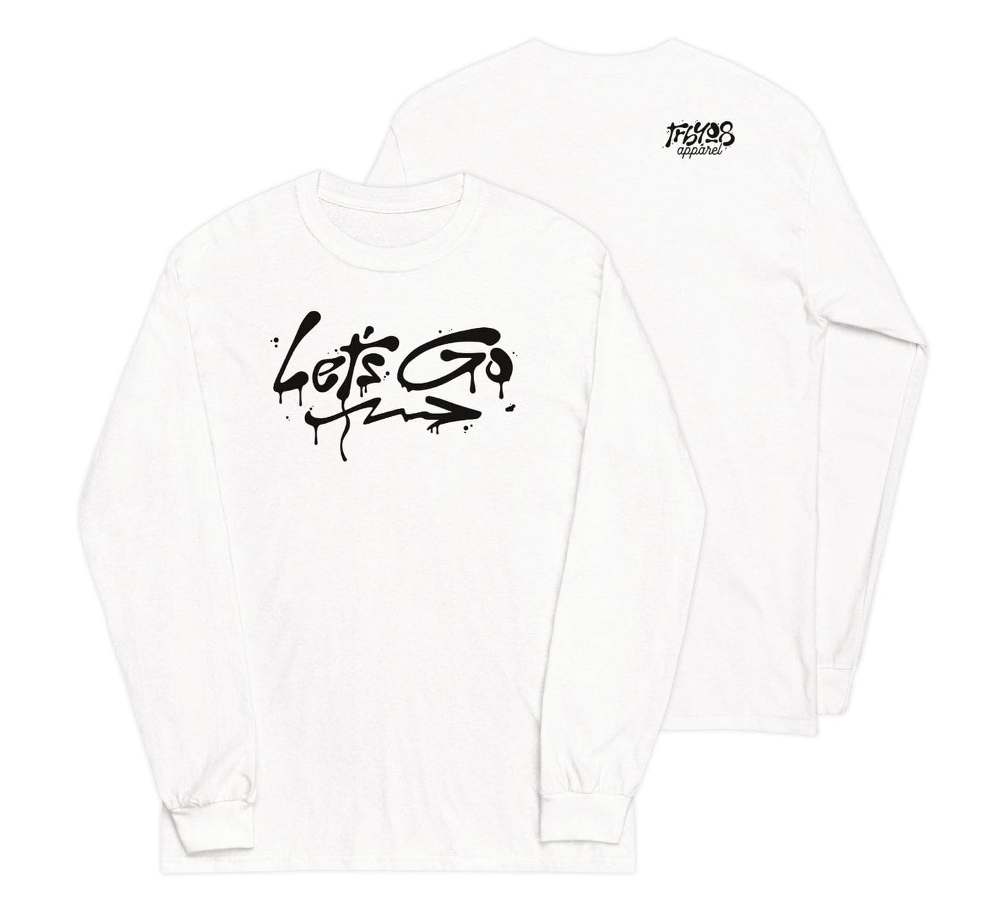 White long sleeve Let's Go Tee, Front and Back, Christian Apparel