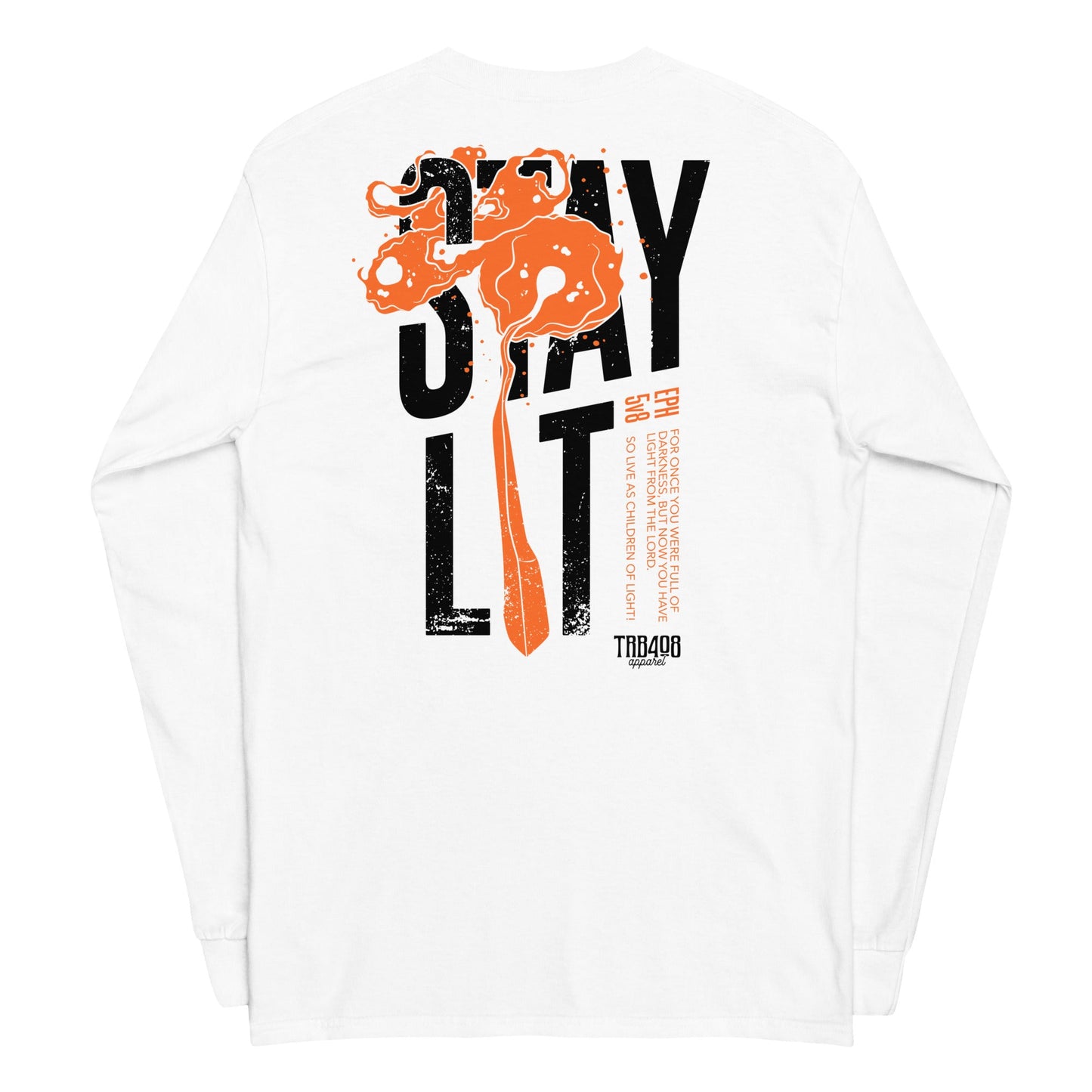 White long sleeve Lit Tee, Back, Christian Apparel