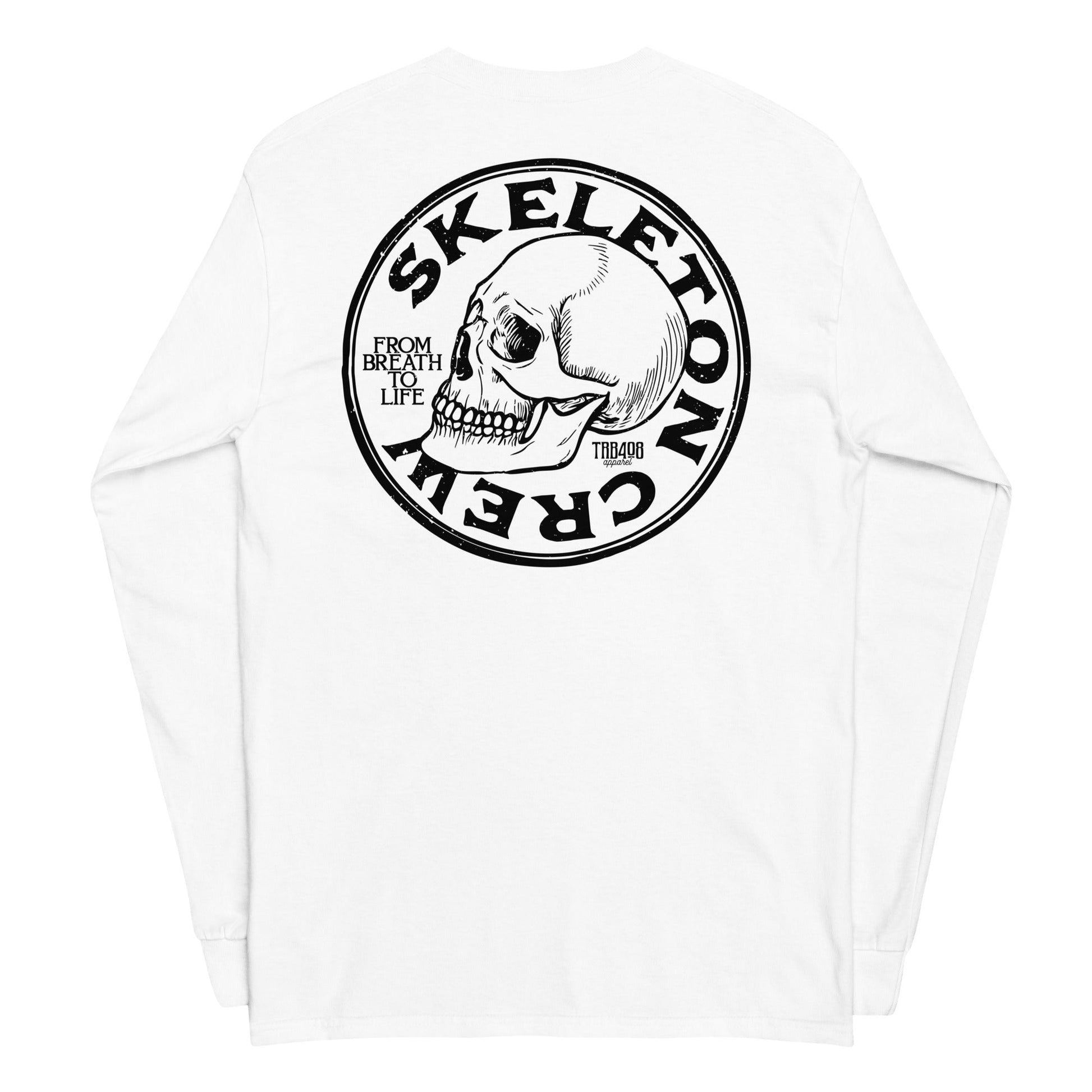 White long sleeve Skeleton Crew Tee, Back, Christian Apparel