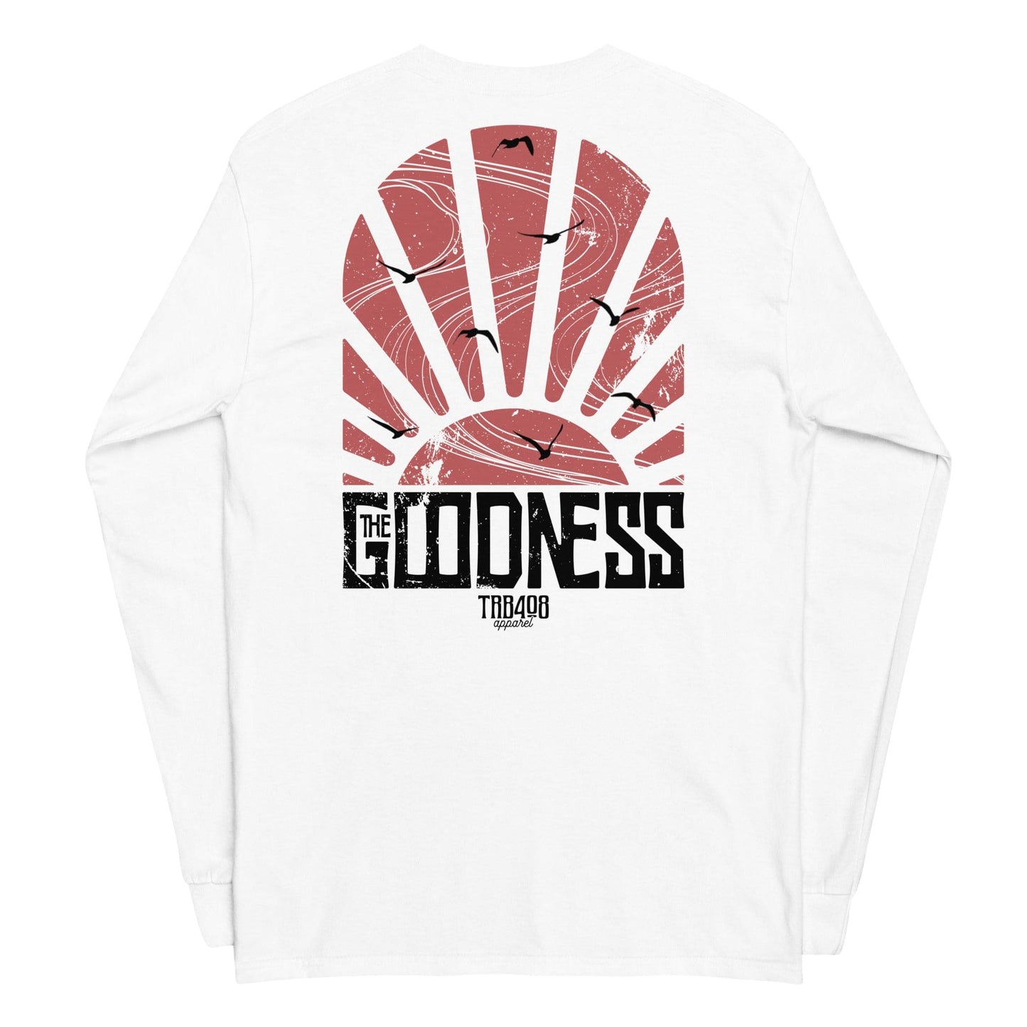White long sleeve The Goodness Tee, Back, Christian Apparel