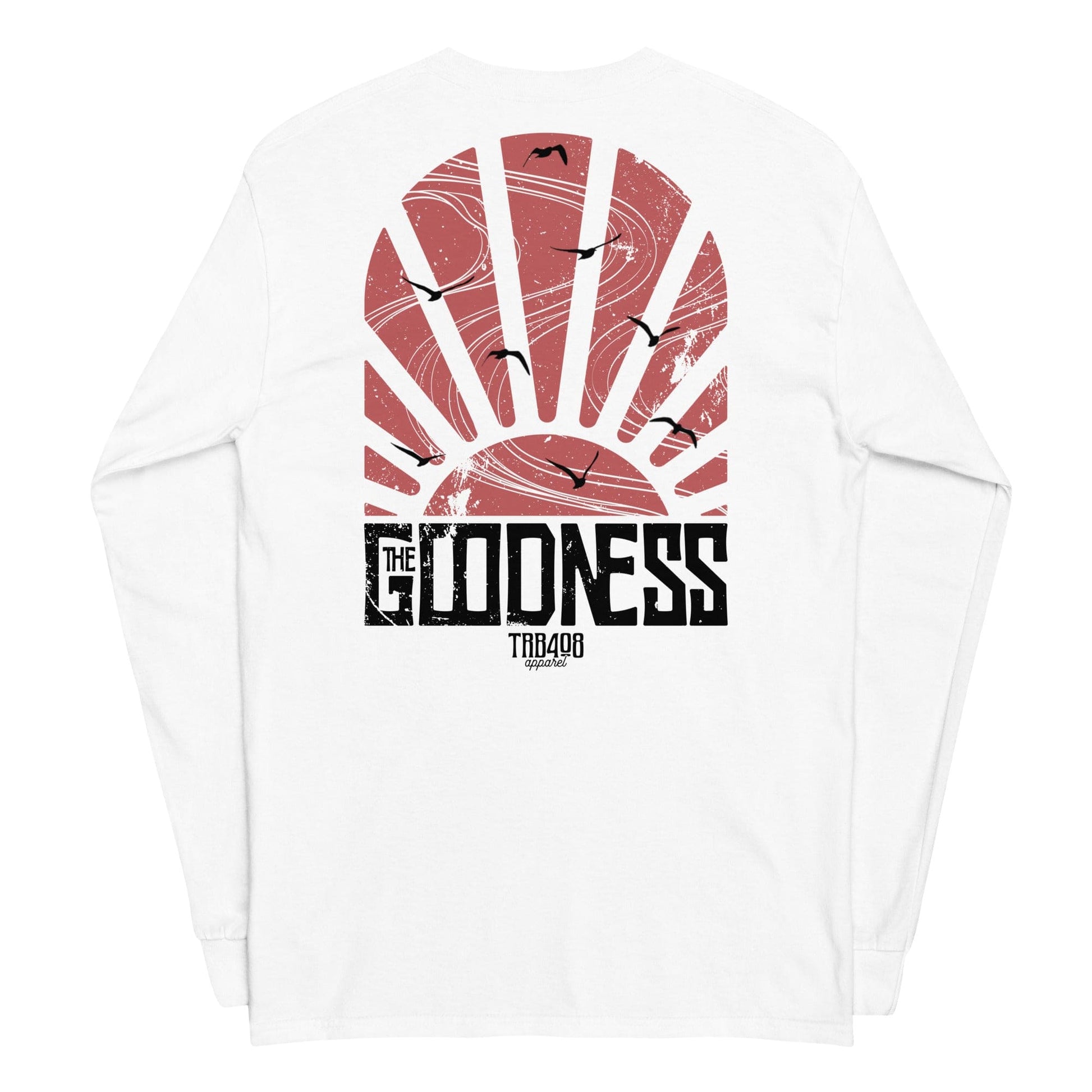 White long sleeve The Goodness Tee, Back, Christian Apparel