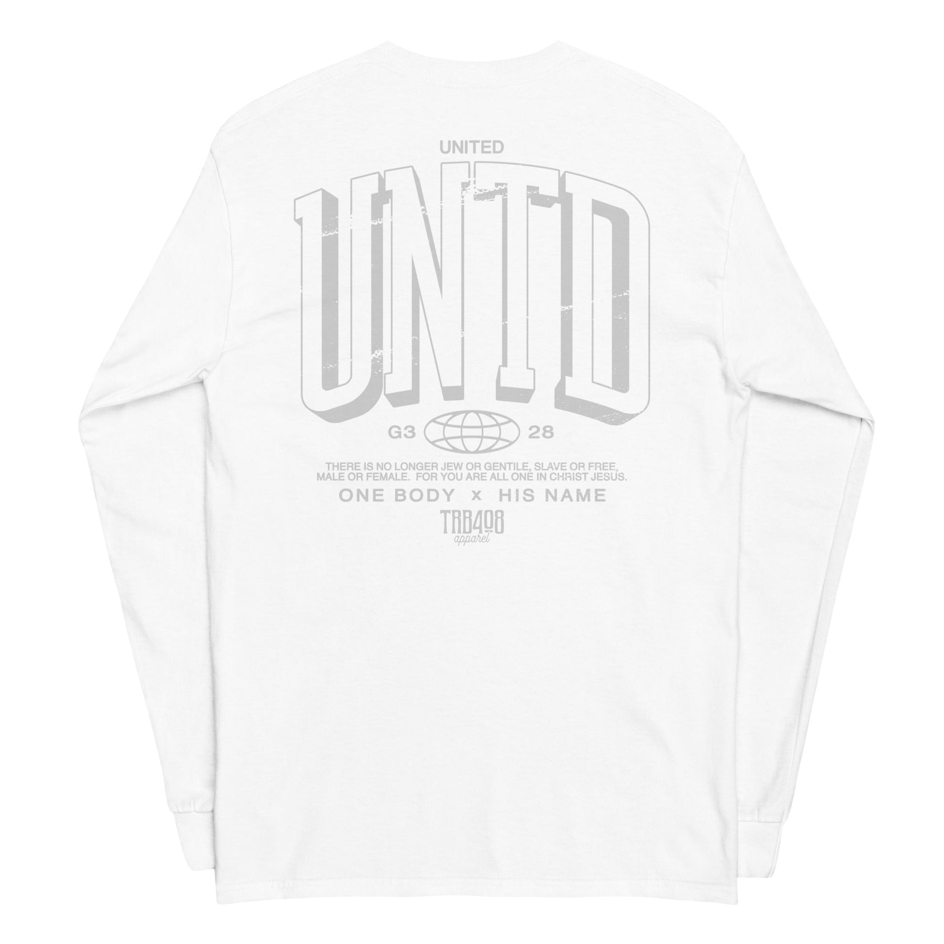 White long sleeve The Tall UNTD Tee, Back, Christian Apparel