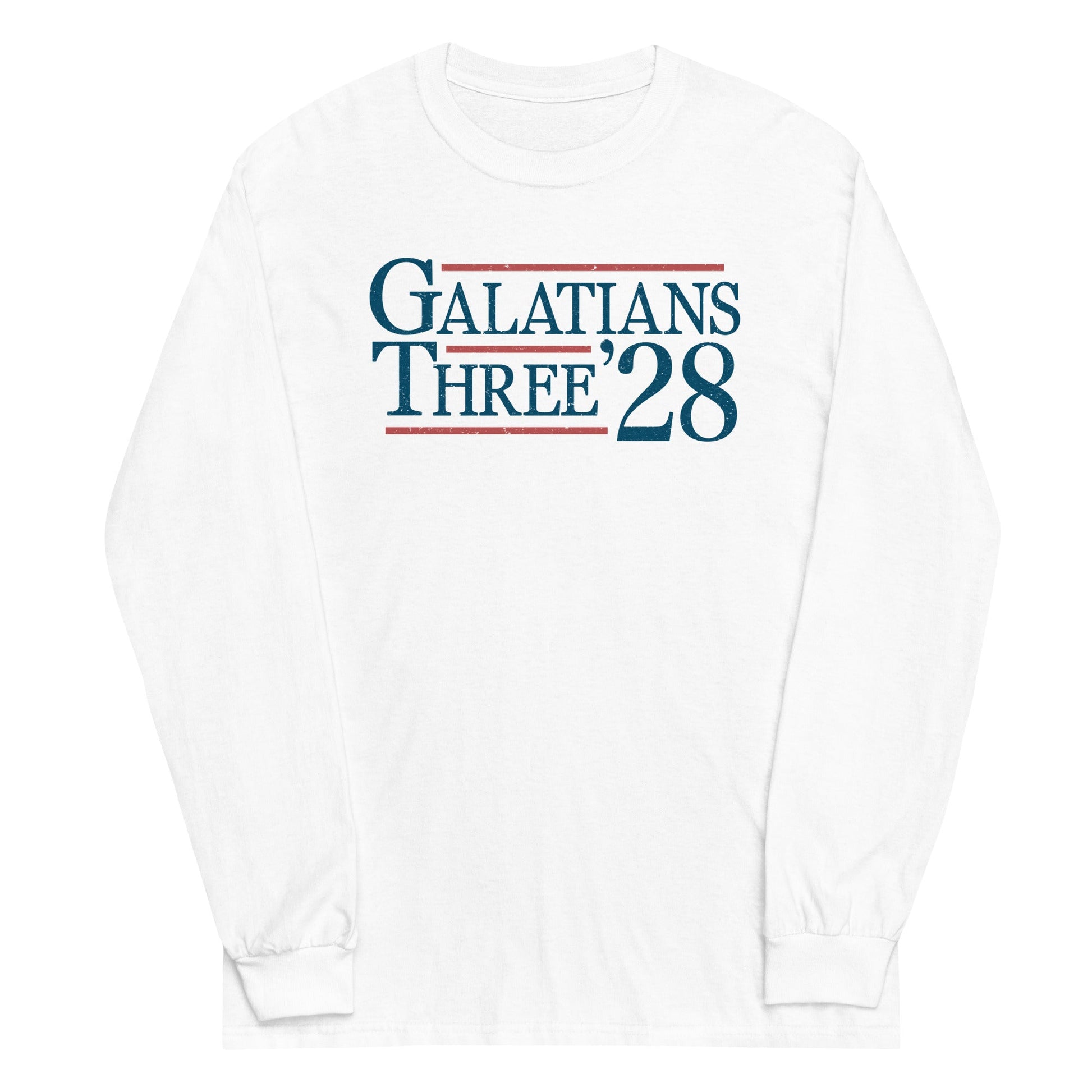 White long sleeve Tribe '28 Tee, Front, Christian Apparel