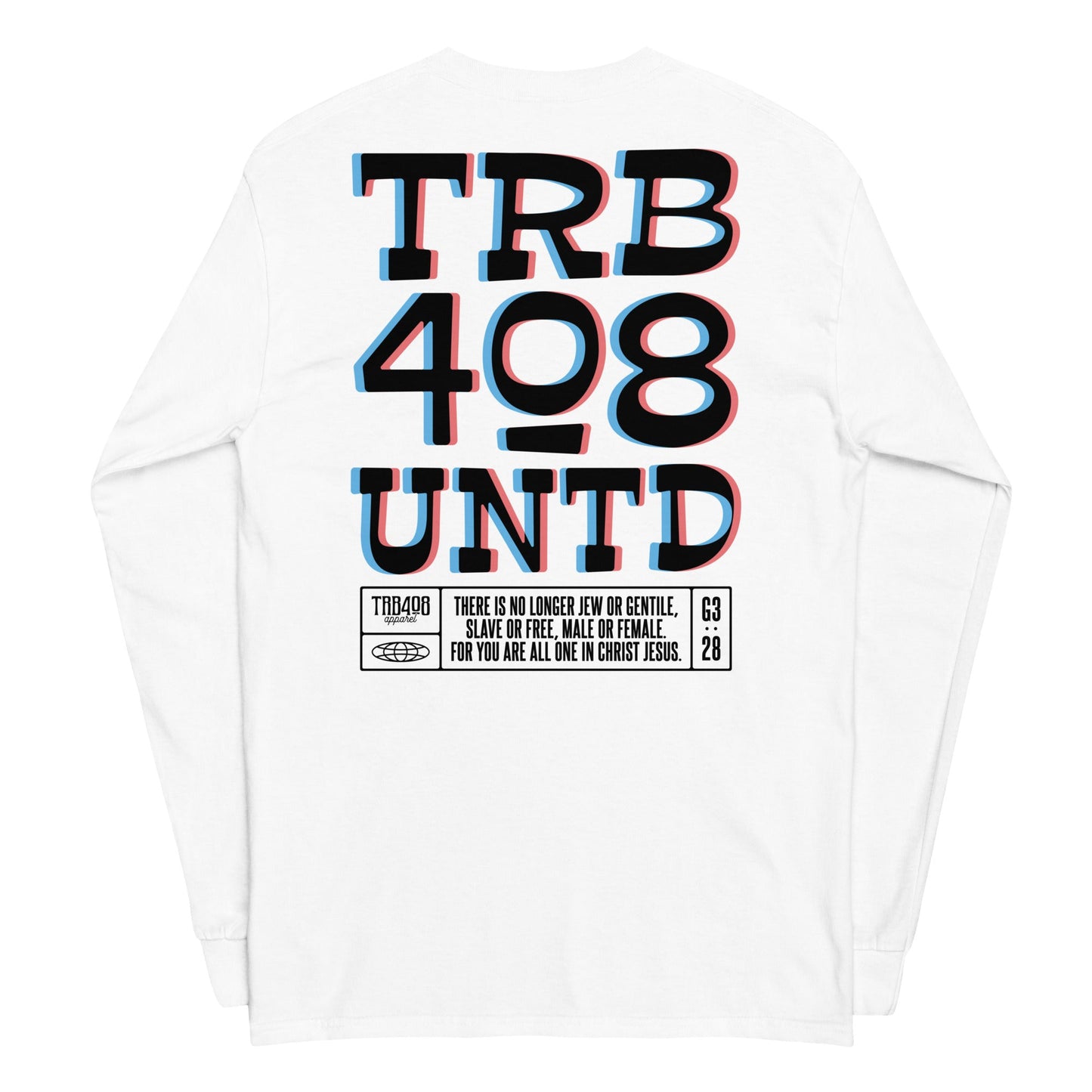 White long sleeve Tribe 3D Tee, Back, Christian Apparel