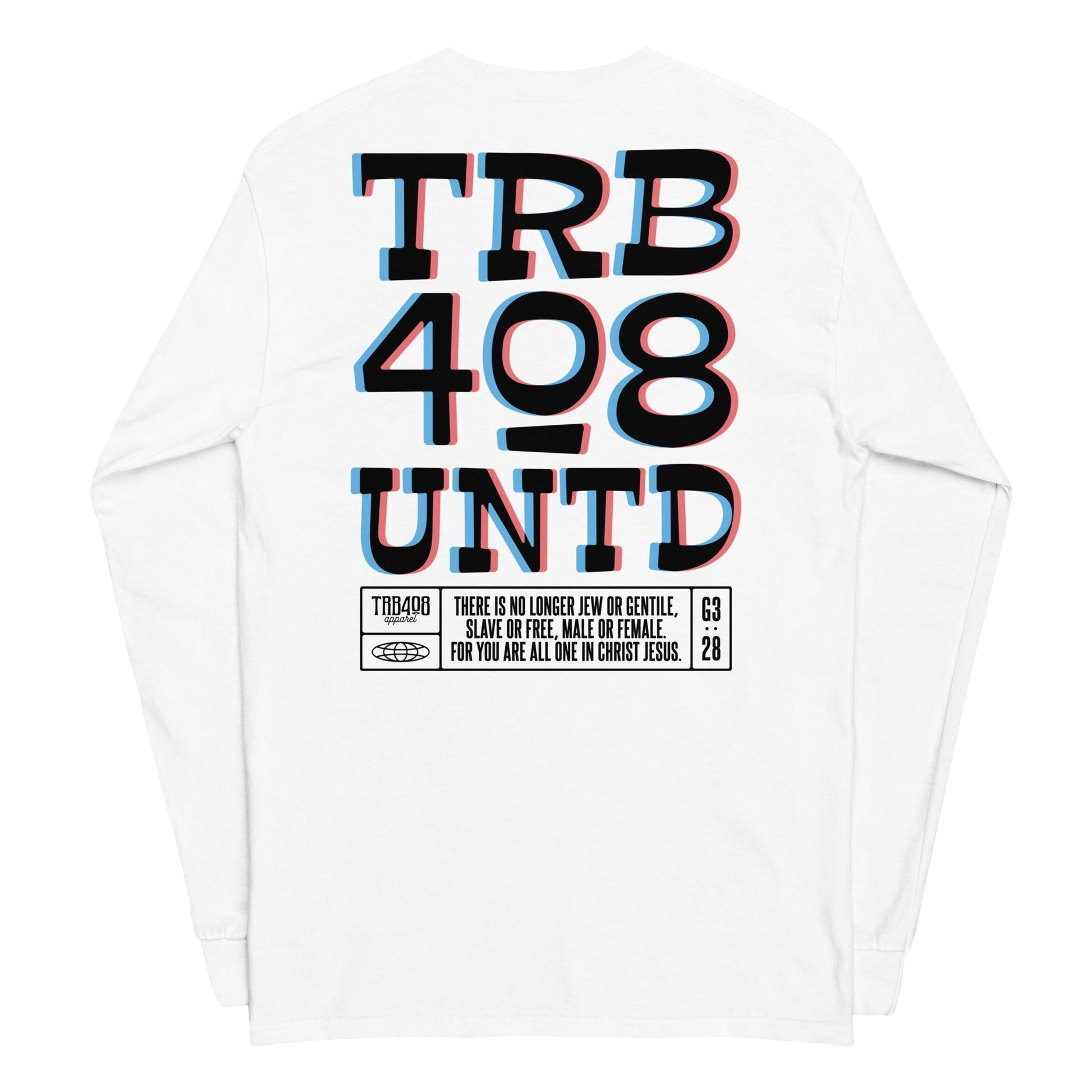 White long sleeve Tribe 3D Tee, Back, Christian Apparel