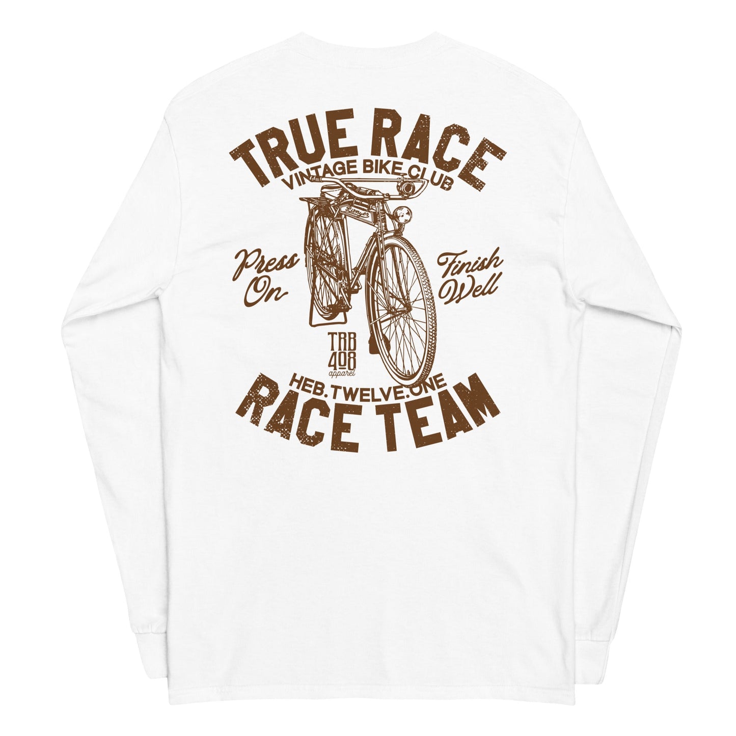 White long sleeve True Race Tee, Back, Christian Apparel