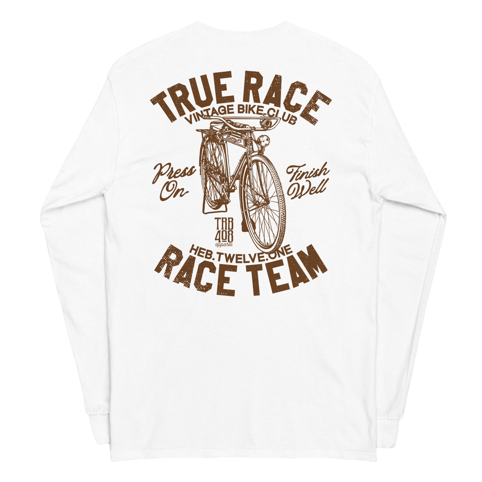 White long sleeve True Race Tee, Back, Christian Apparel