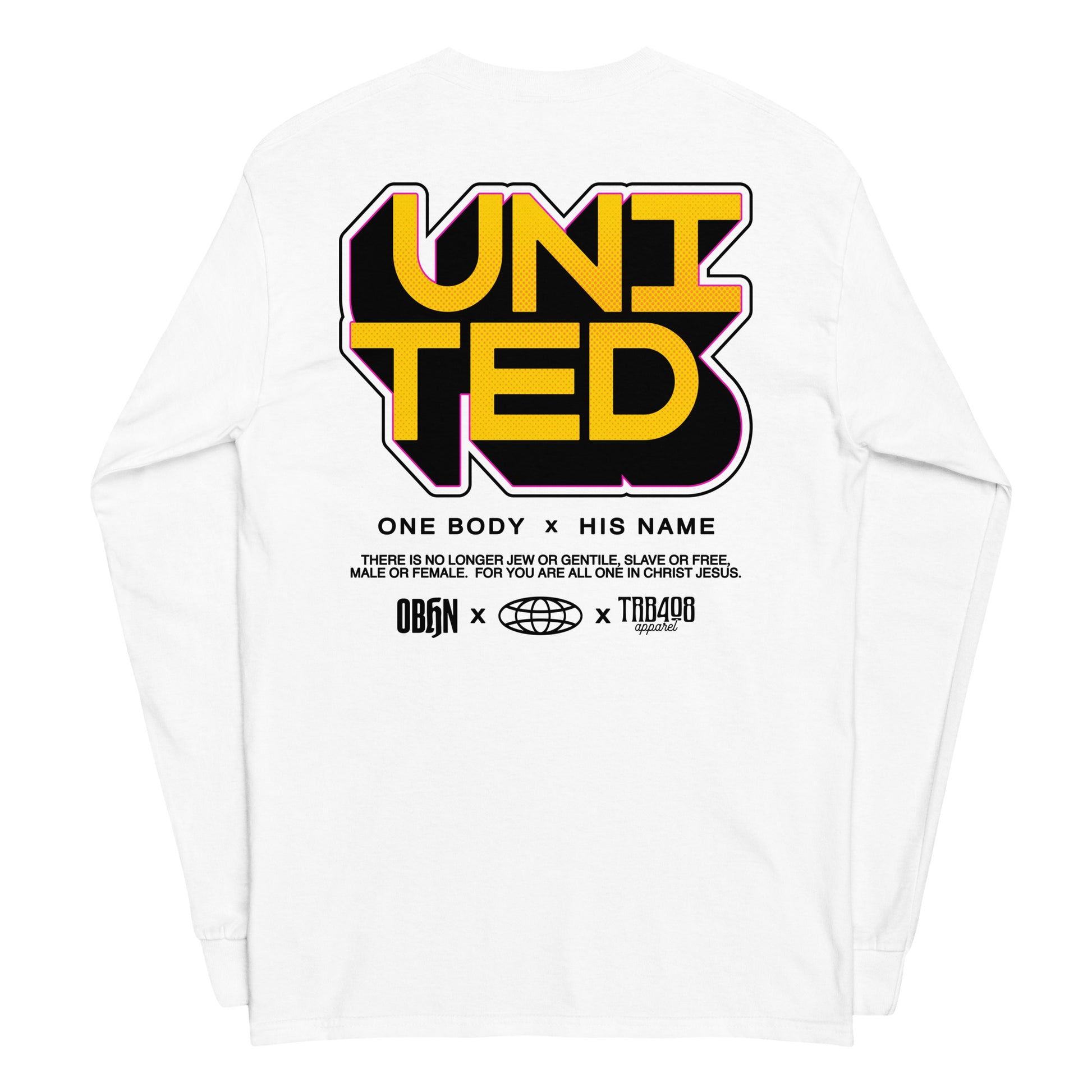 White long sleeve United 3D Tee, Back, Christian Apparel