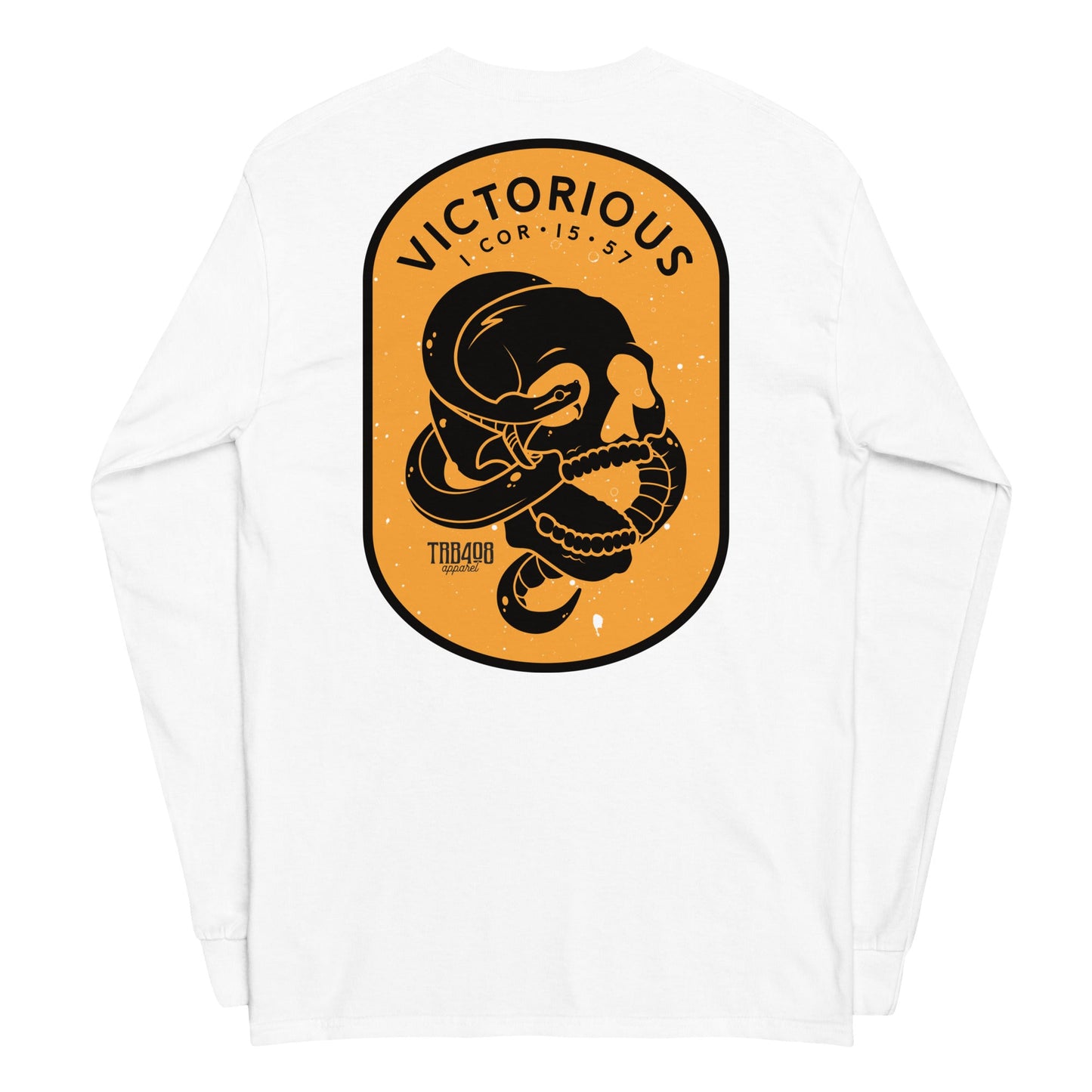White long sleeve Victorious Tee, Back, Christian Apparel