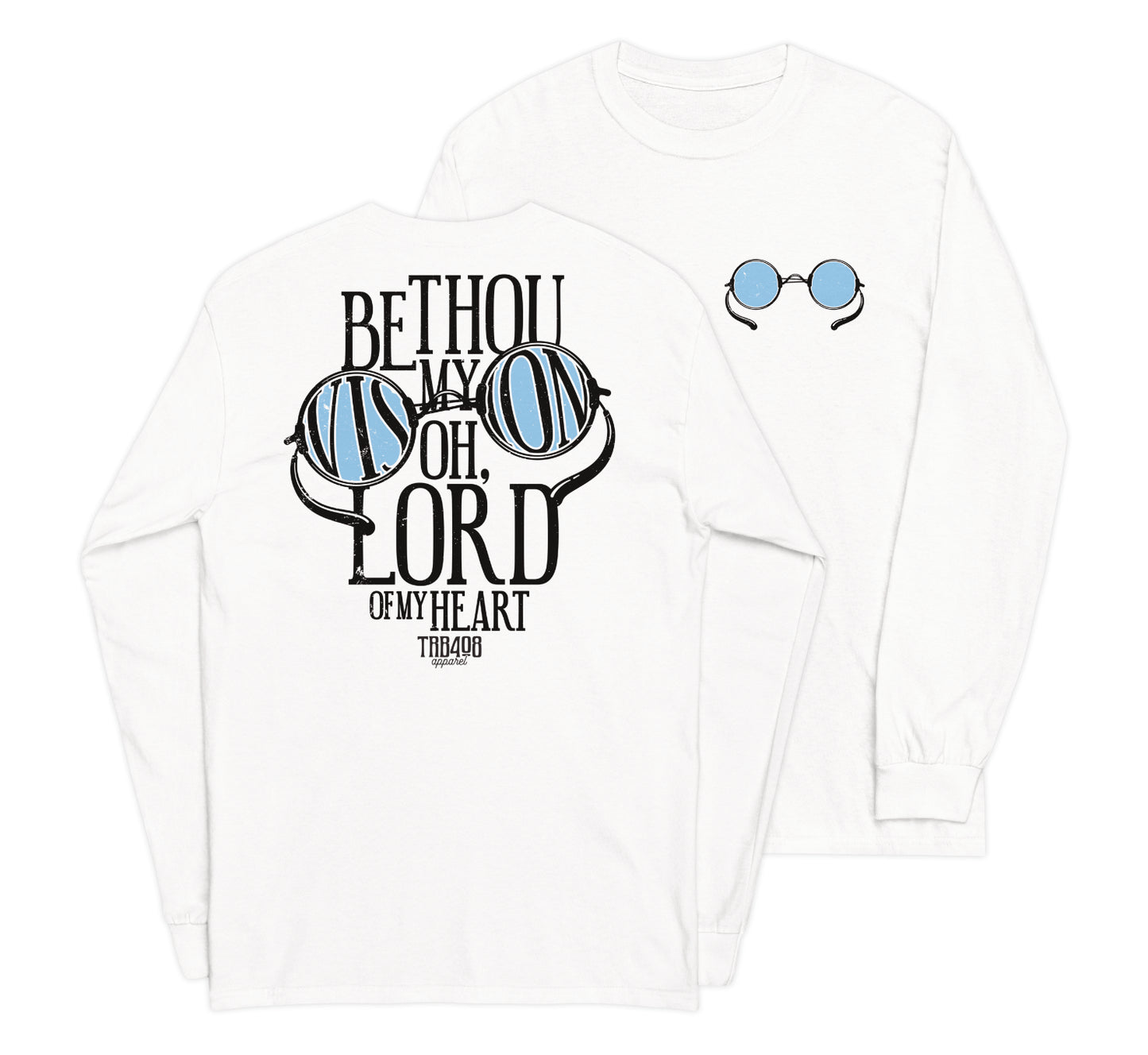 White long sleeve Vision Tee, Front and Back, Christian Apparel