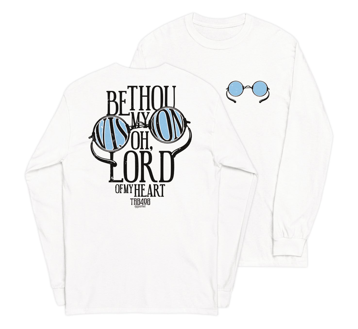 White long sleeve Vision Tee, Front and Back, Christian Apparel
