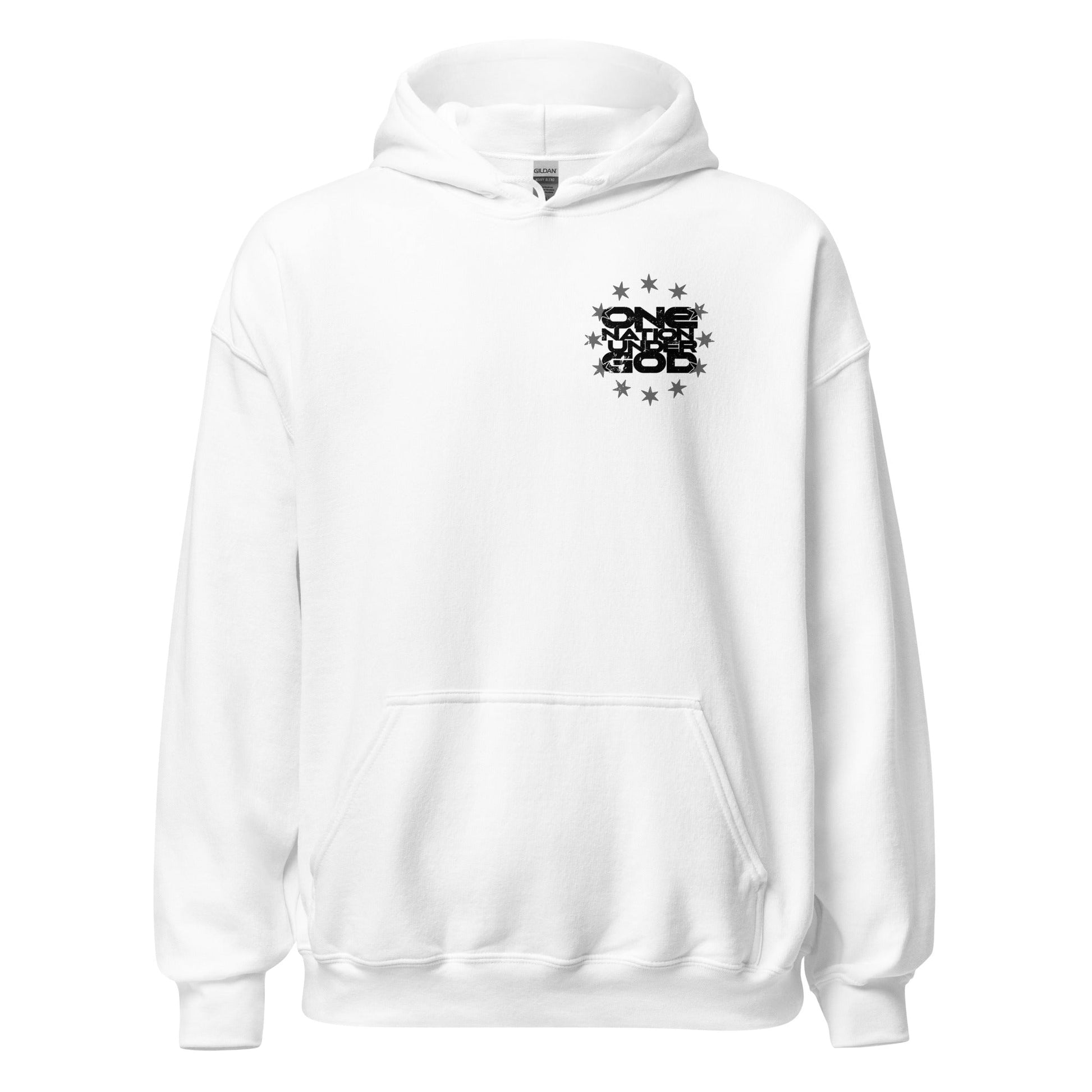 White One Nation Star Ring Hoodie, Front, Christian Apparel