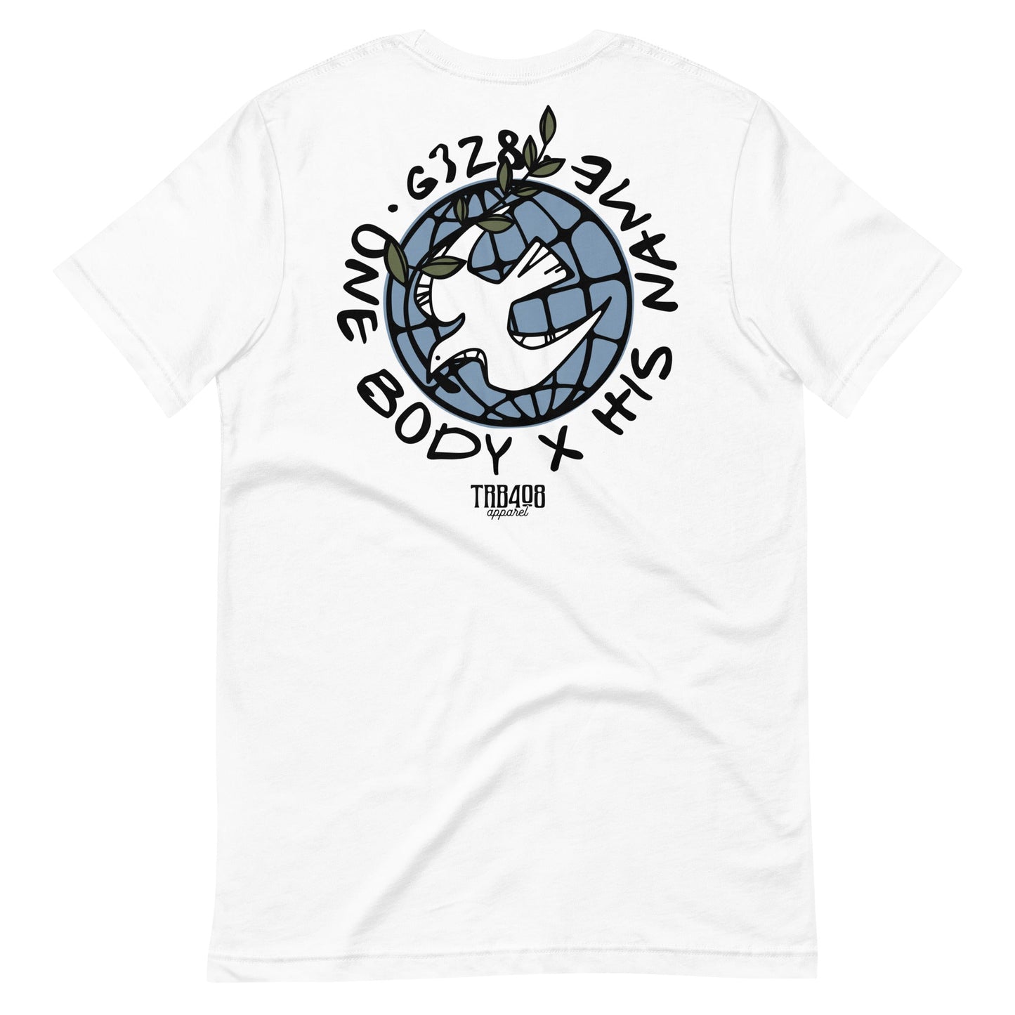 White short sleeve G328 Globe Tee, Back, Christian Apparel