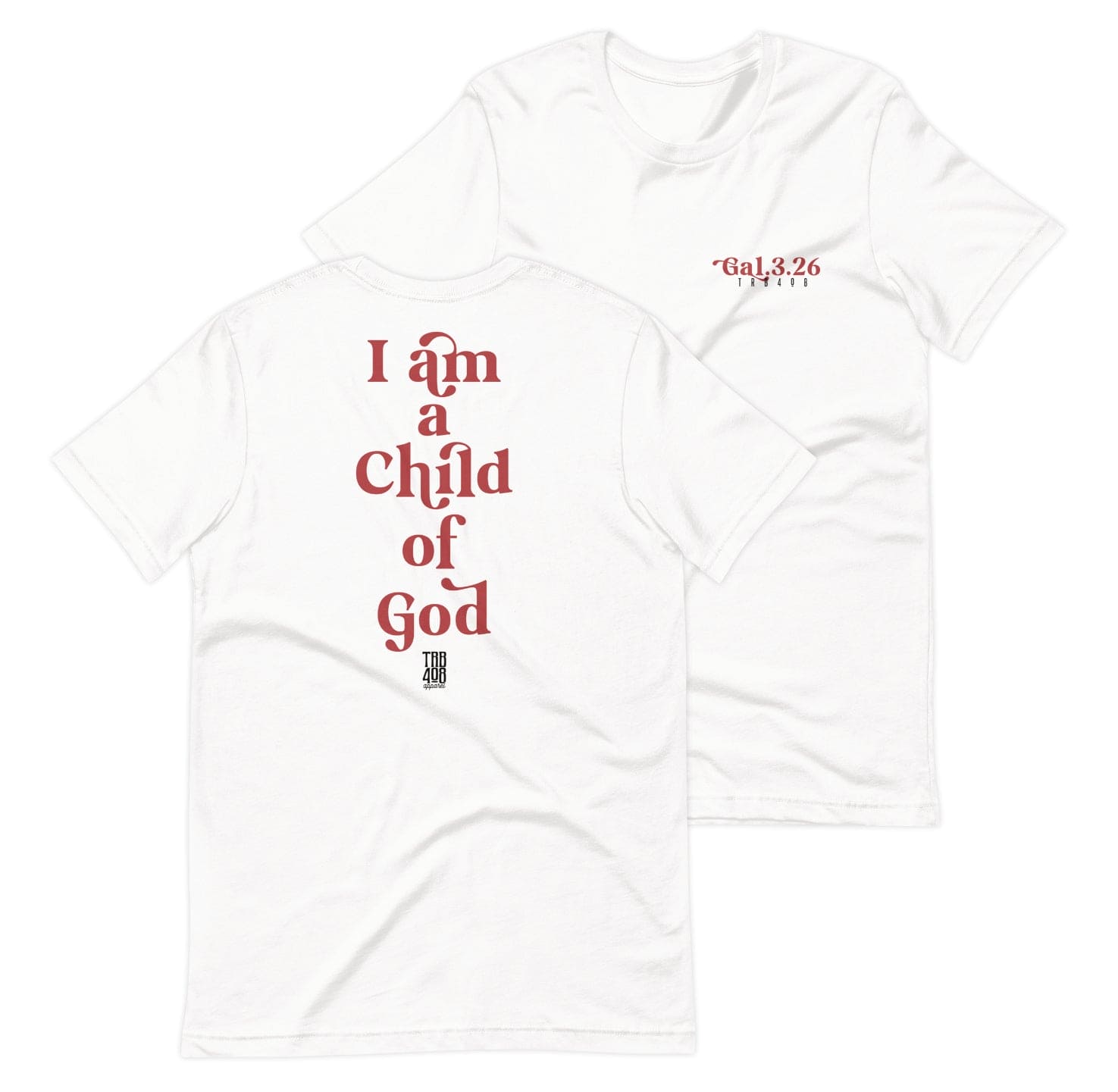 White short sleeve Child Of God Tee, Front and Back, Christian Apparel