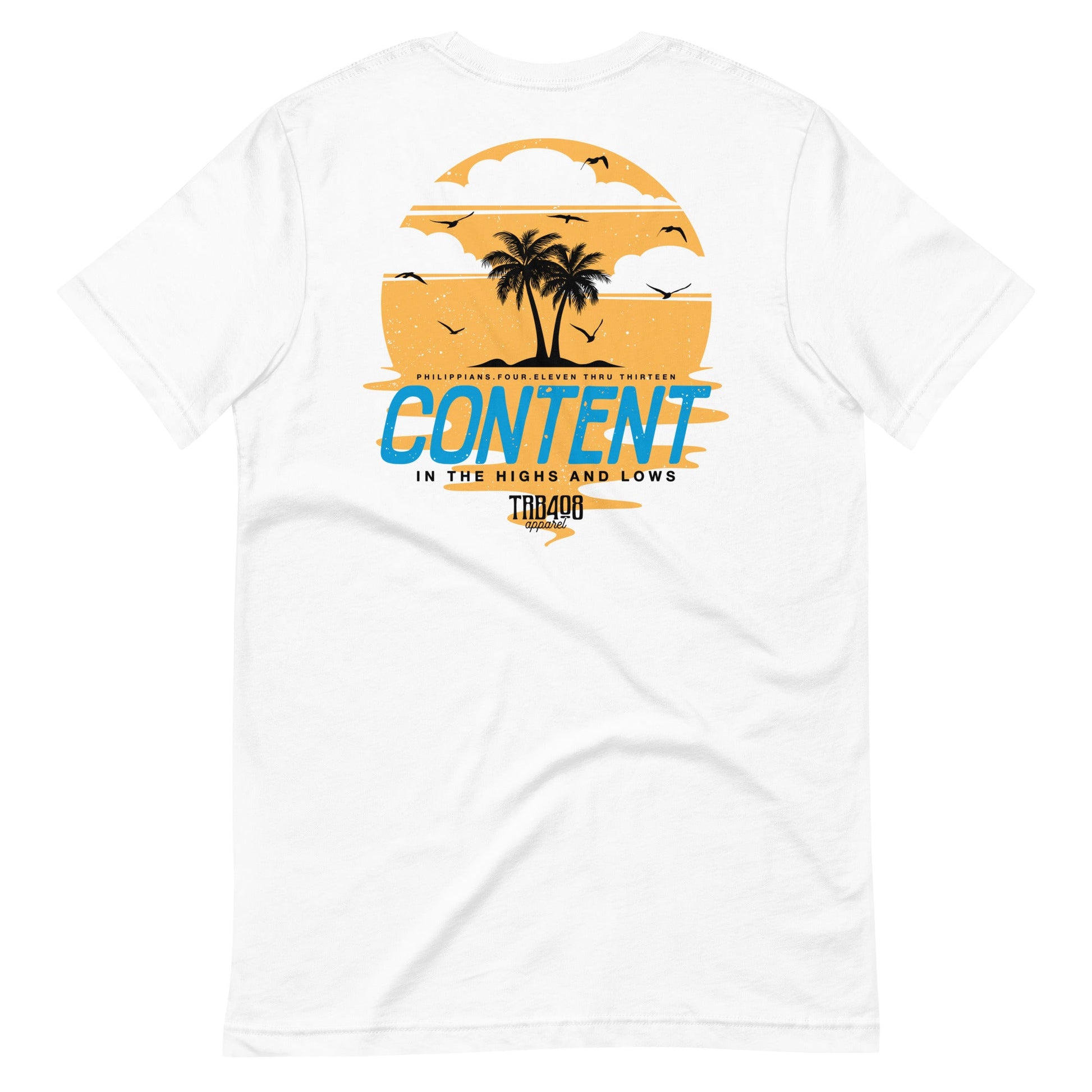White short sleeve Content Tee, Back, Christian Apparel