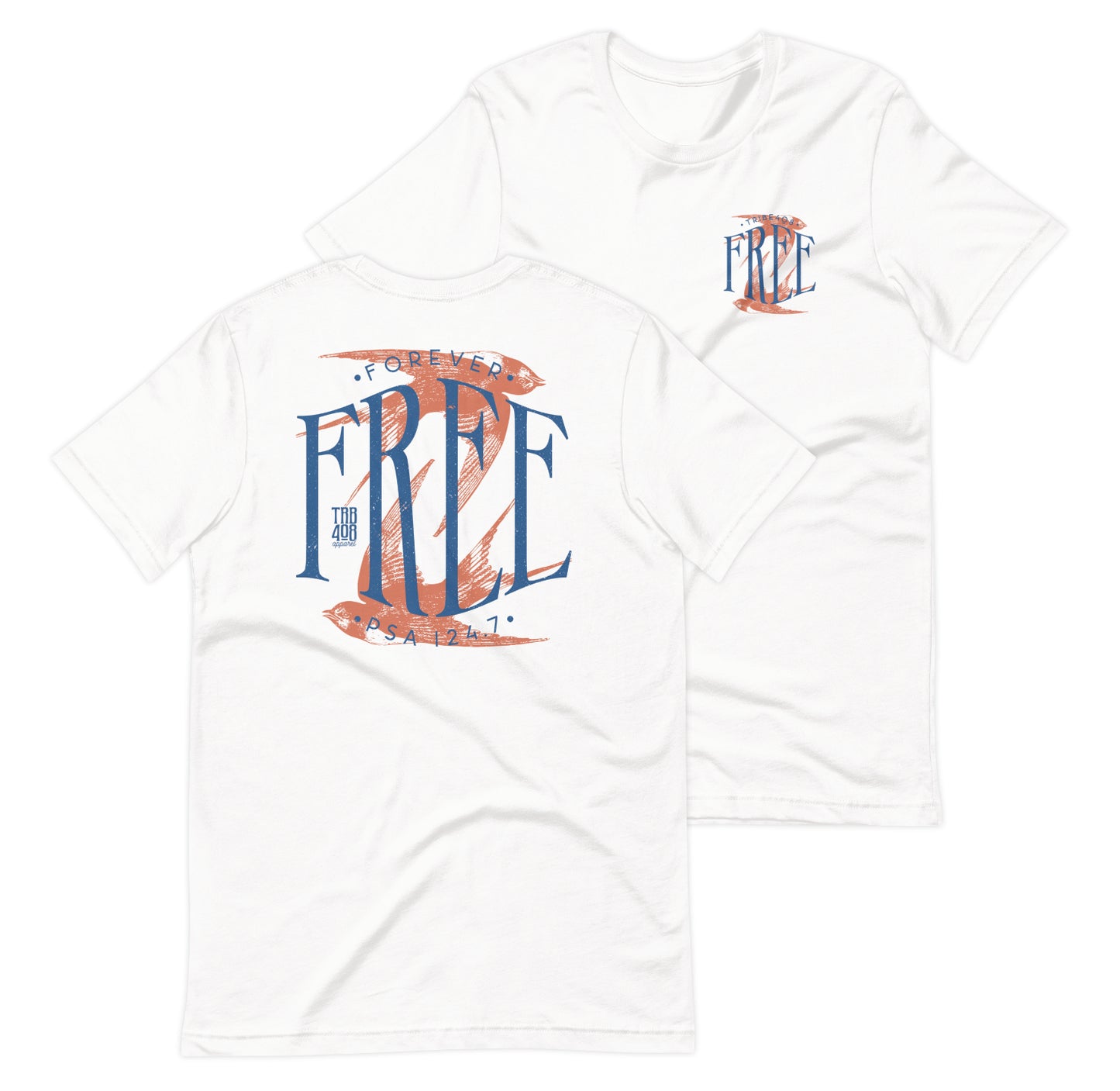 White short sleeve Free Bird Tee, Front and Back, Christian Apparel