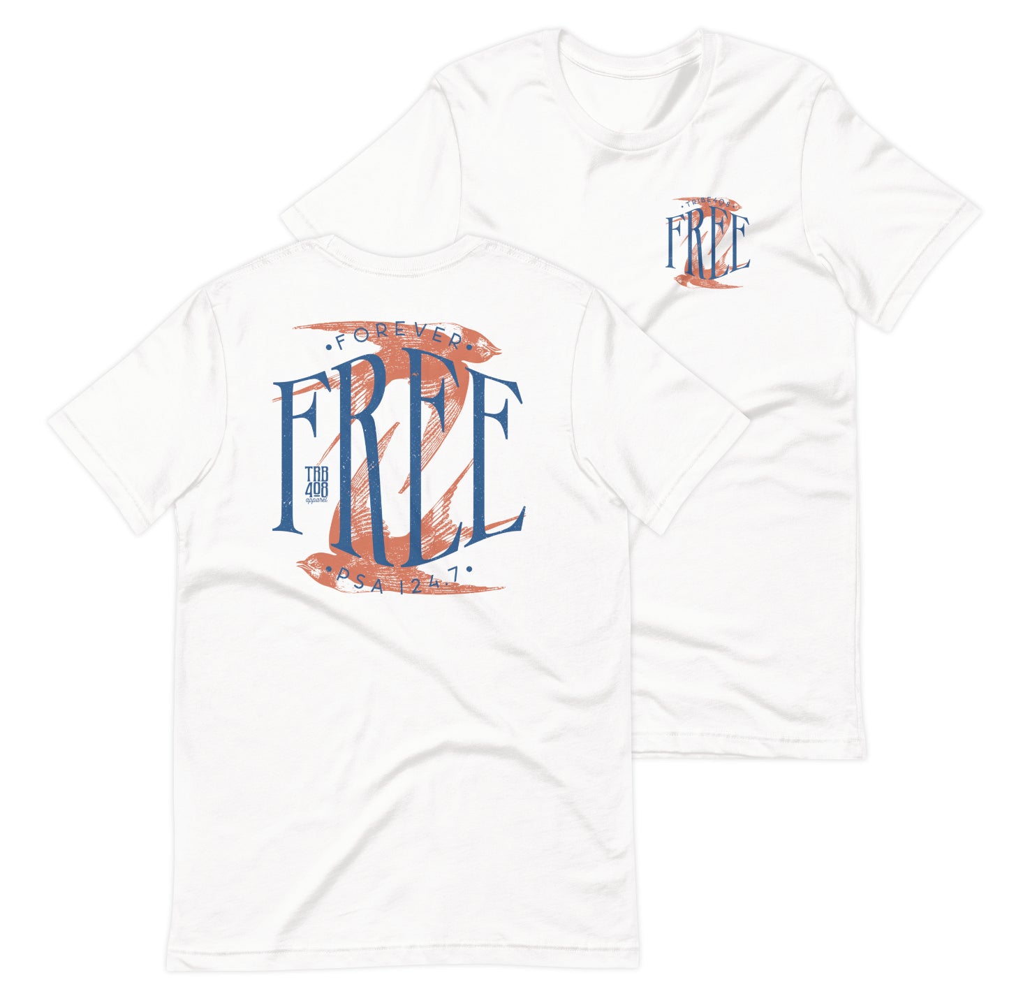 White short sleeve Free Bird Tee, Front and Back, Christian Apparel