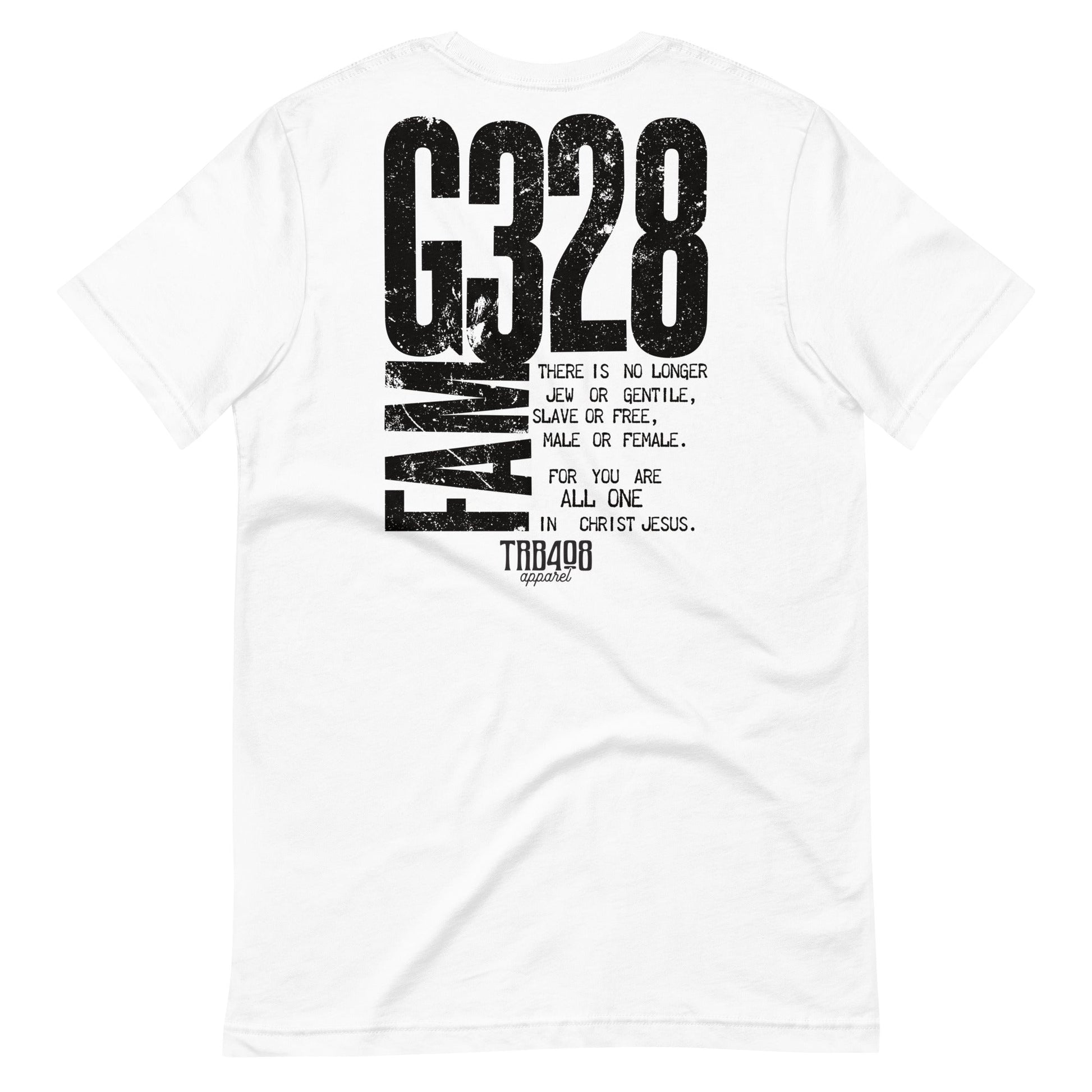 White short sleeve G-Fam Tee, Back, Christian Apparel