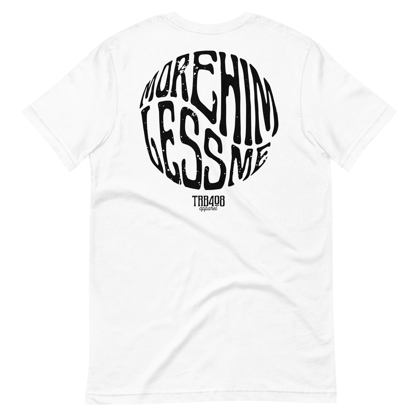 White short sleeve He Is Greater Tee, Back, Christian Apparel