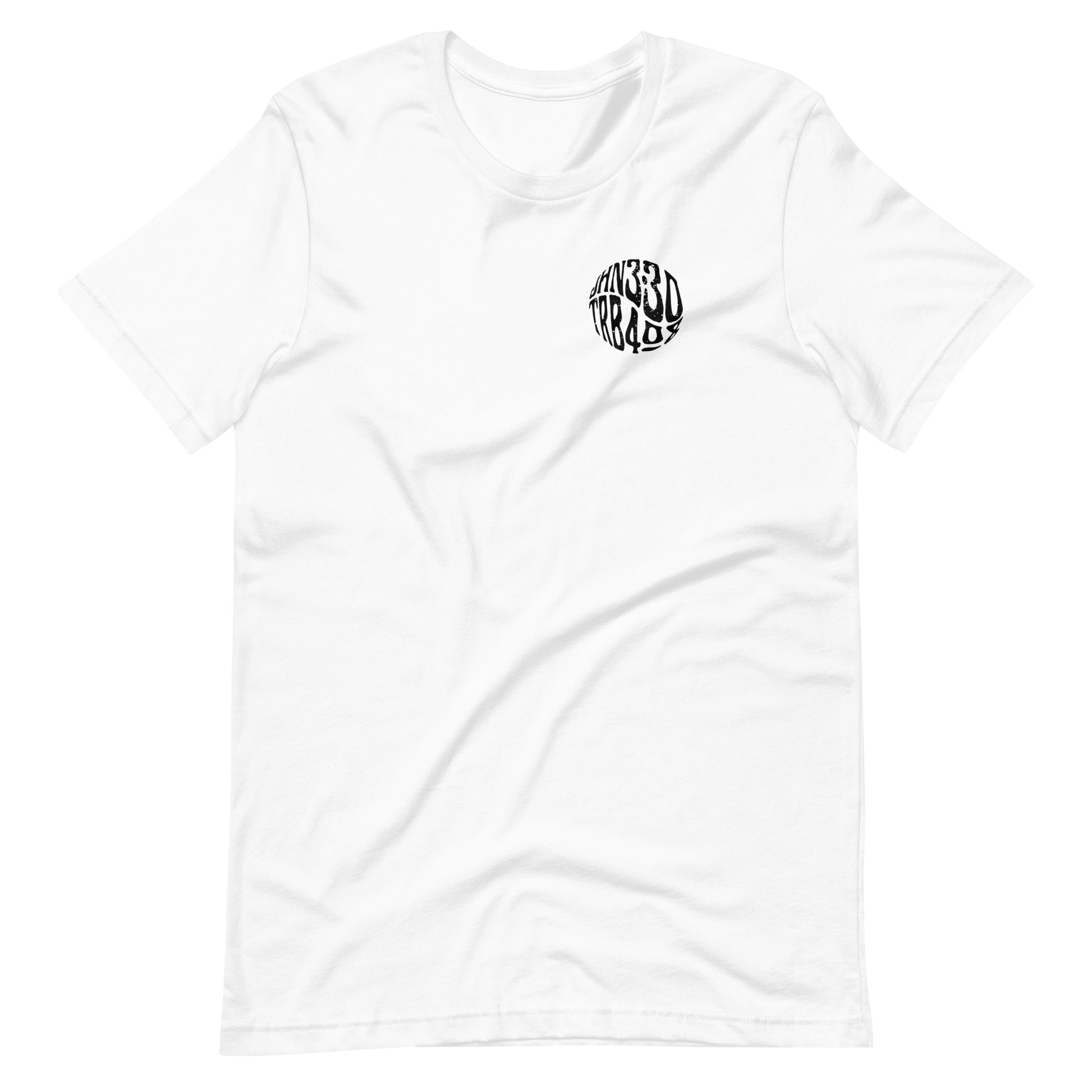 White short sleeve He Is Greater Tee, Front, Christian Apparel