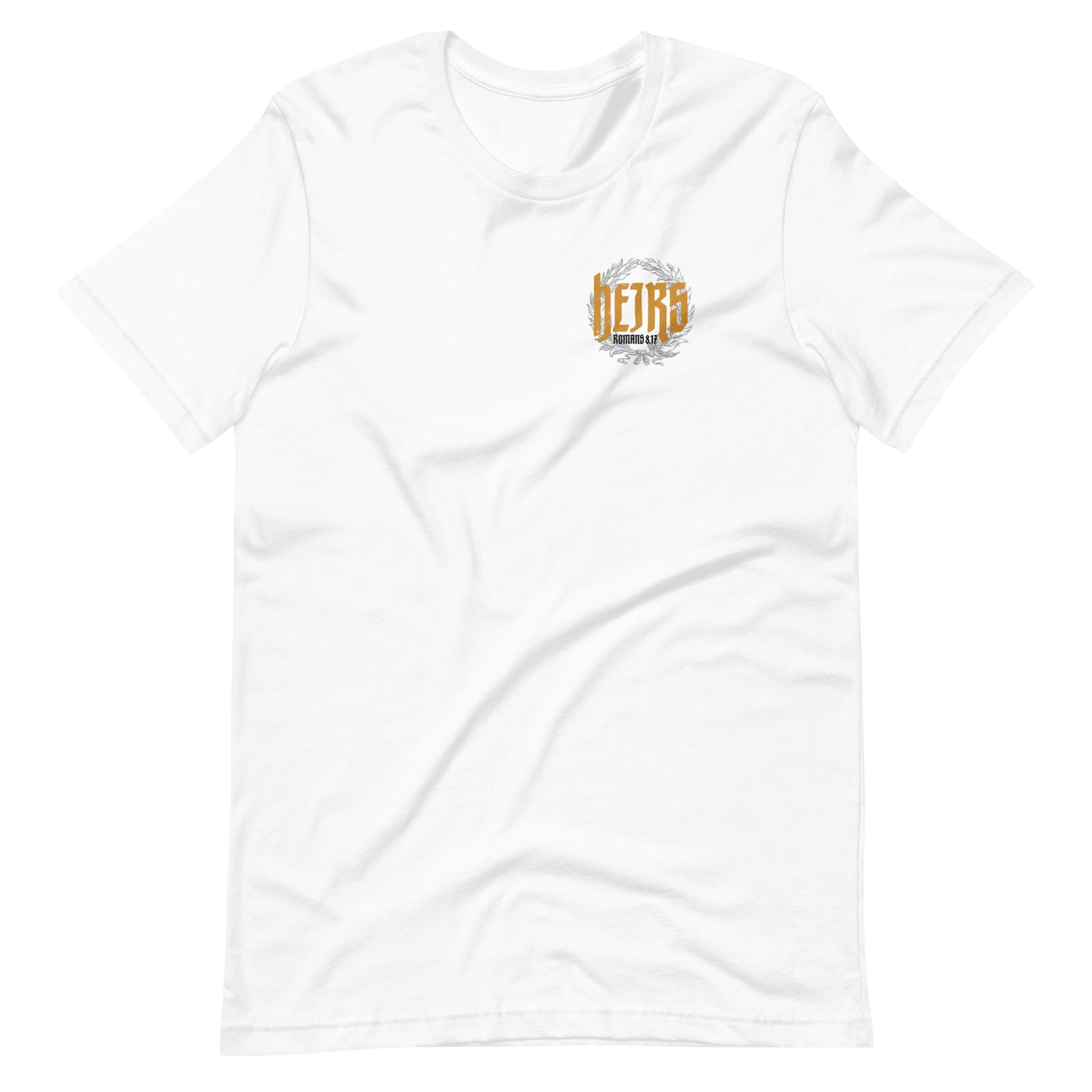 White short sleeve Heirs Tee, Front, Christian Apparel