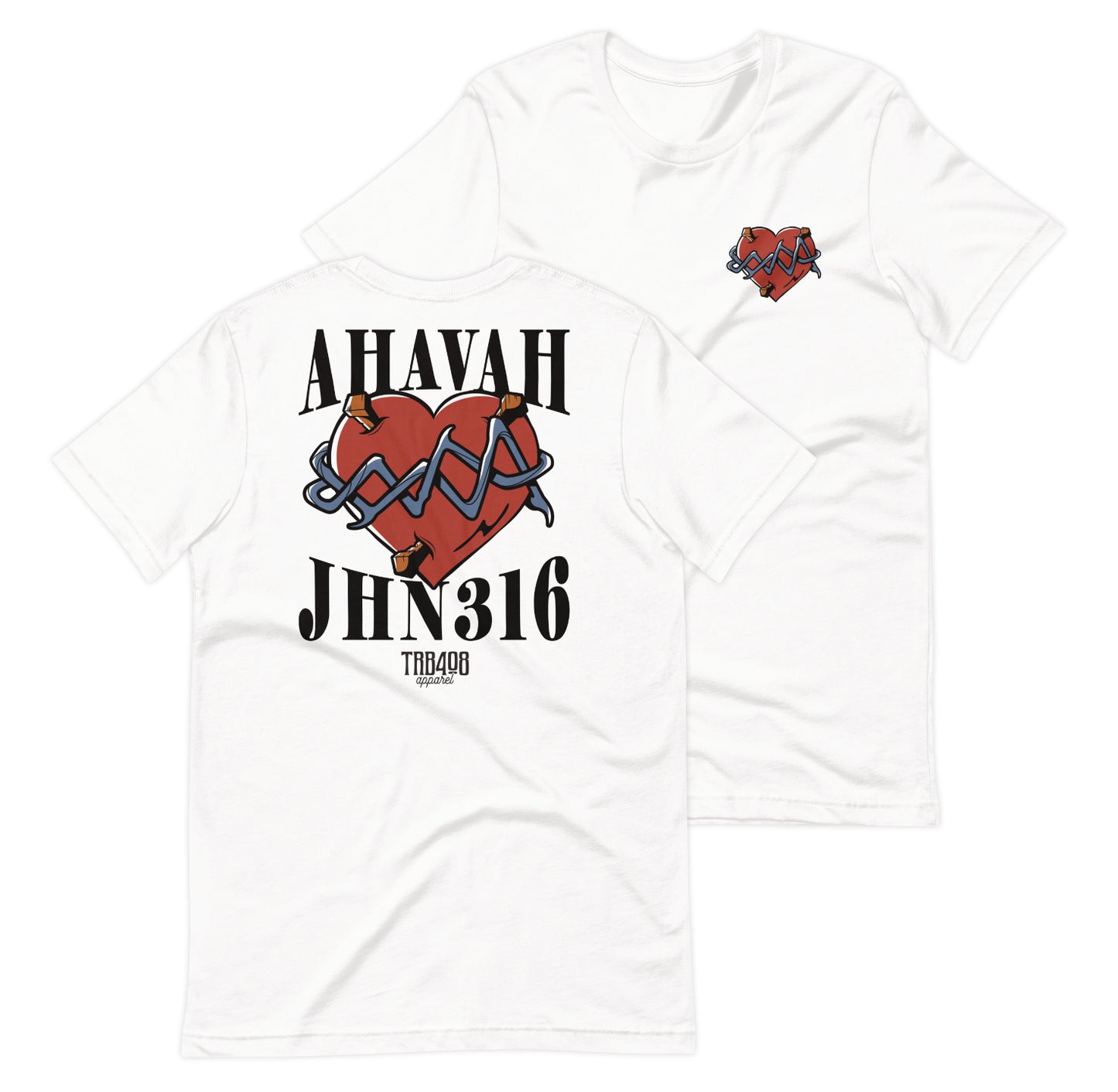 White short sleeve His Big Love Tee, Front and Back, Christian Apparel