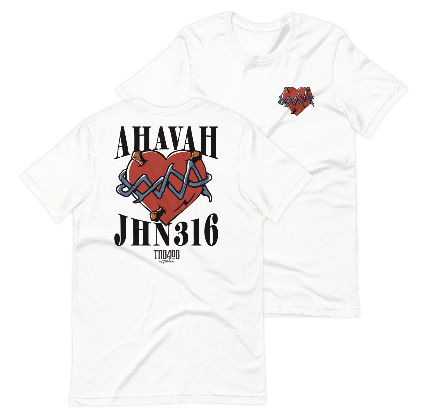 White short sleeve His Big Love Tee, Front and Back, Christian Apparel