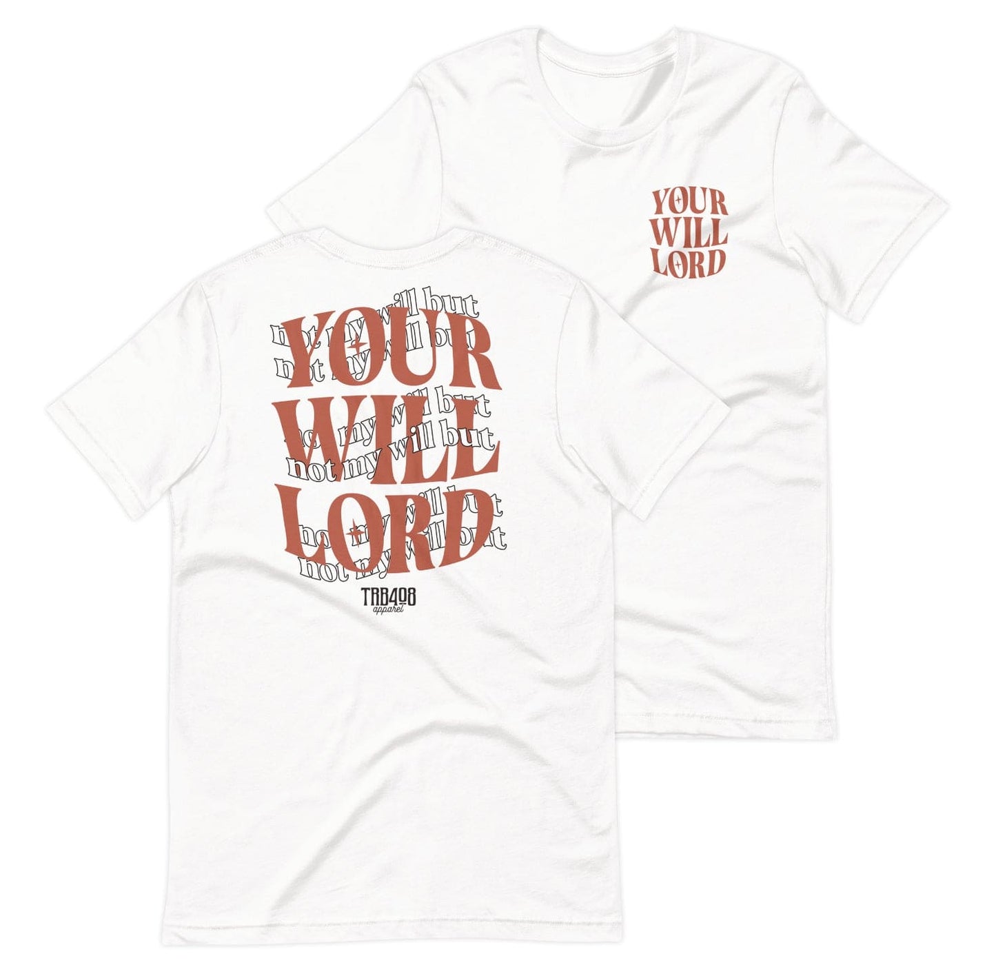 White short sleeve His Will Tee, Front and Back, Christian Apparel
