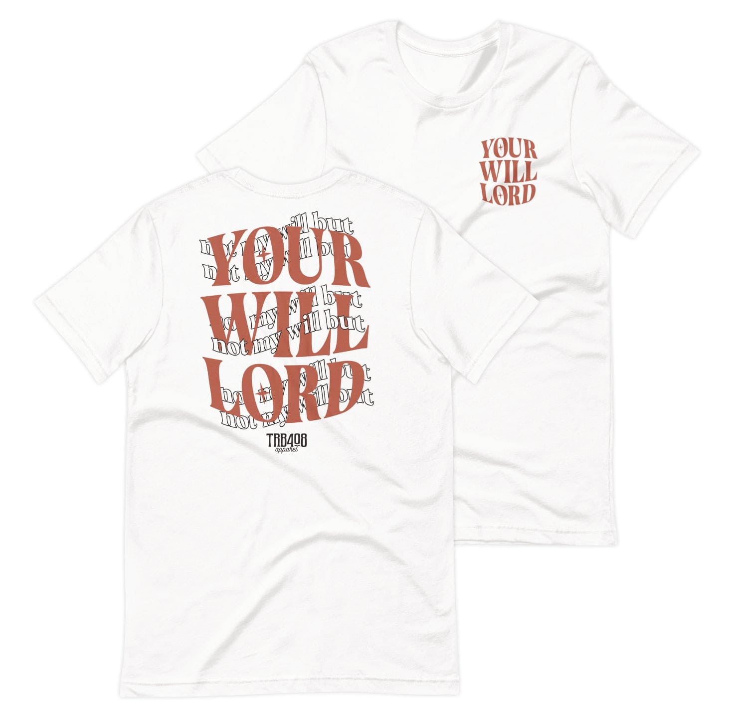 White short sleeve His Will Tee, Front and Back, Christian Apparel