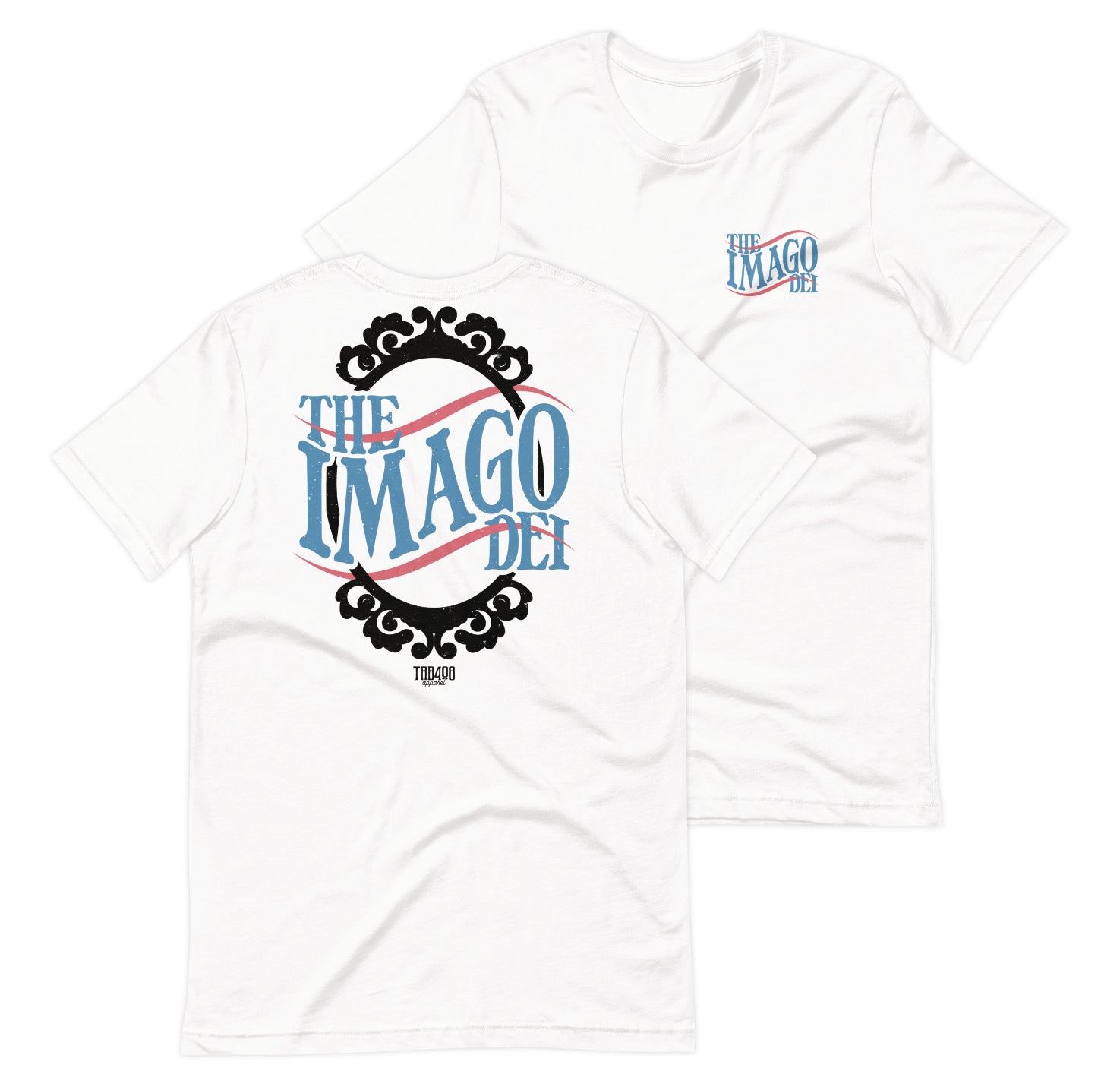 White short sleeve Imago Dei Tee, Front and Back, Christian Apparel
