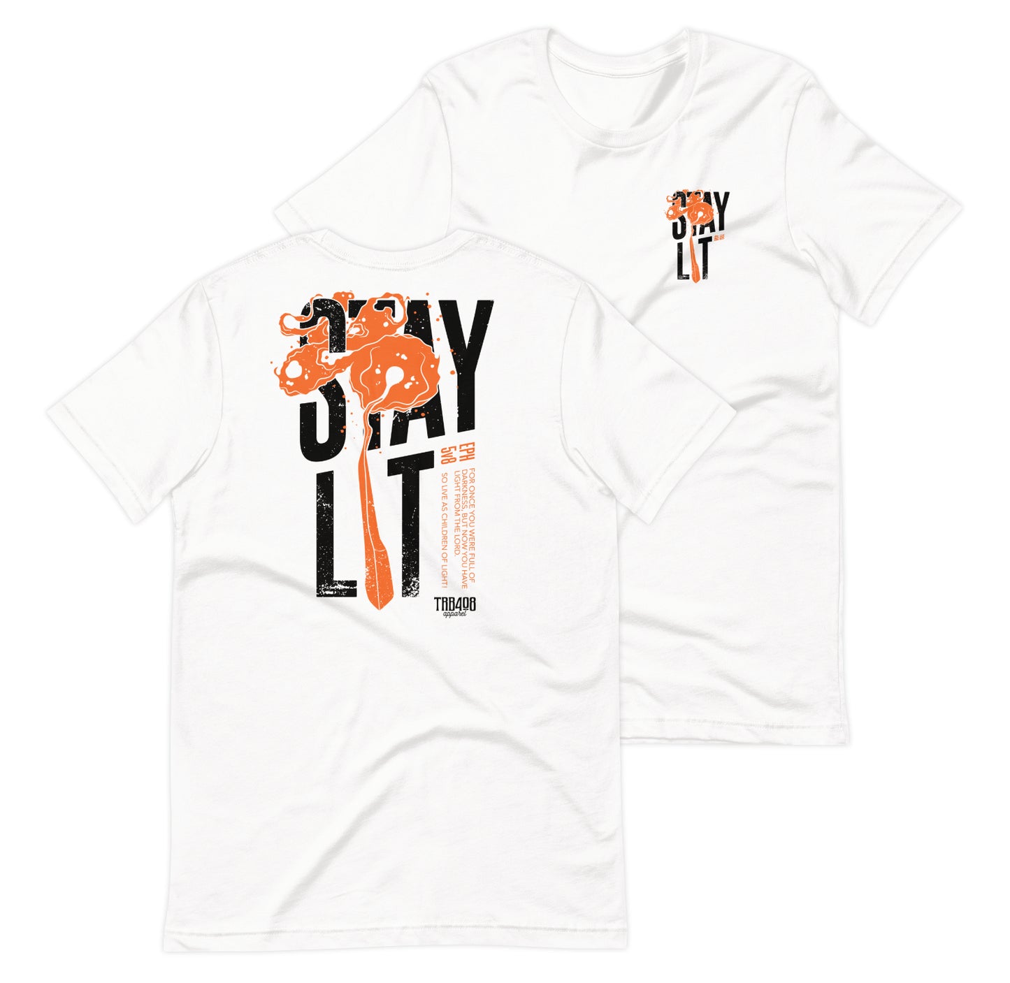 White short sleeve Lit Tee, Front and Back, Christian Apparel