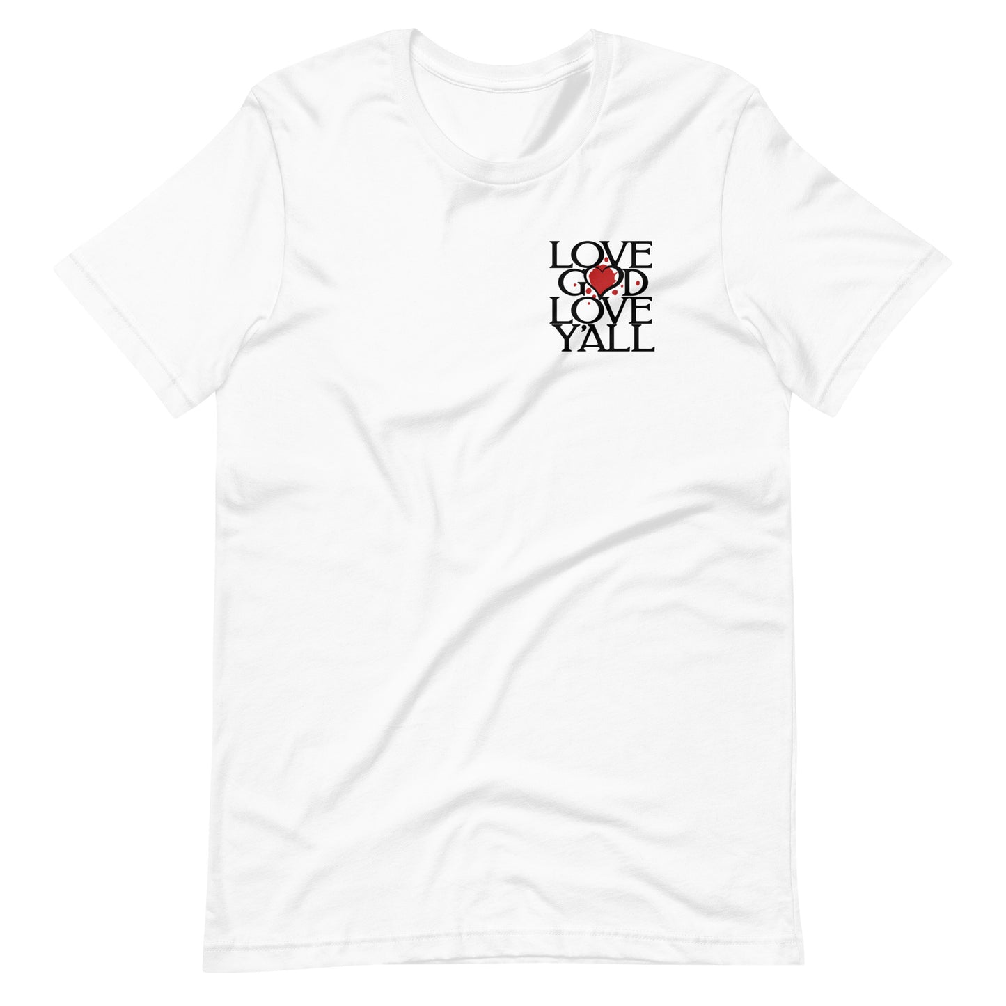 White short sleeve Love Y'all Tee, Front, Christian Apparel