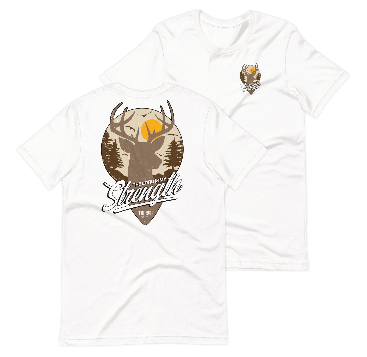 White short sleeve My Strength Tee, Front and Back, Christian Apparel