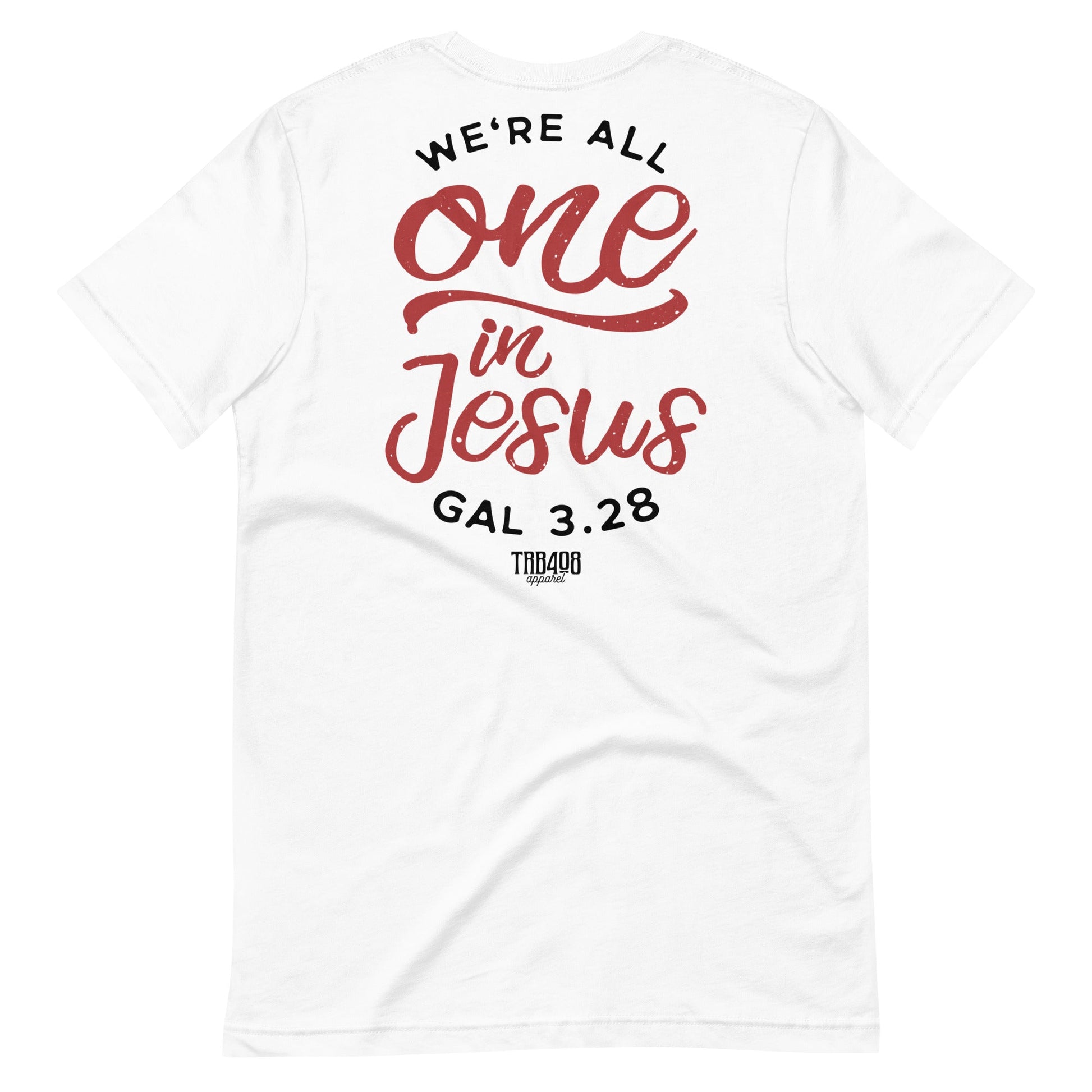White short sleeve One In Jesus Tee, Back, Christian Apparel