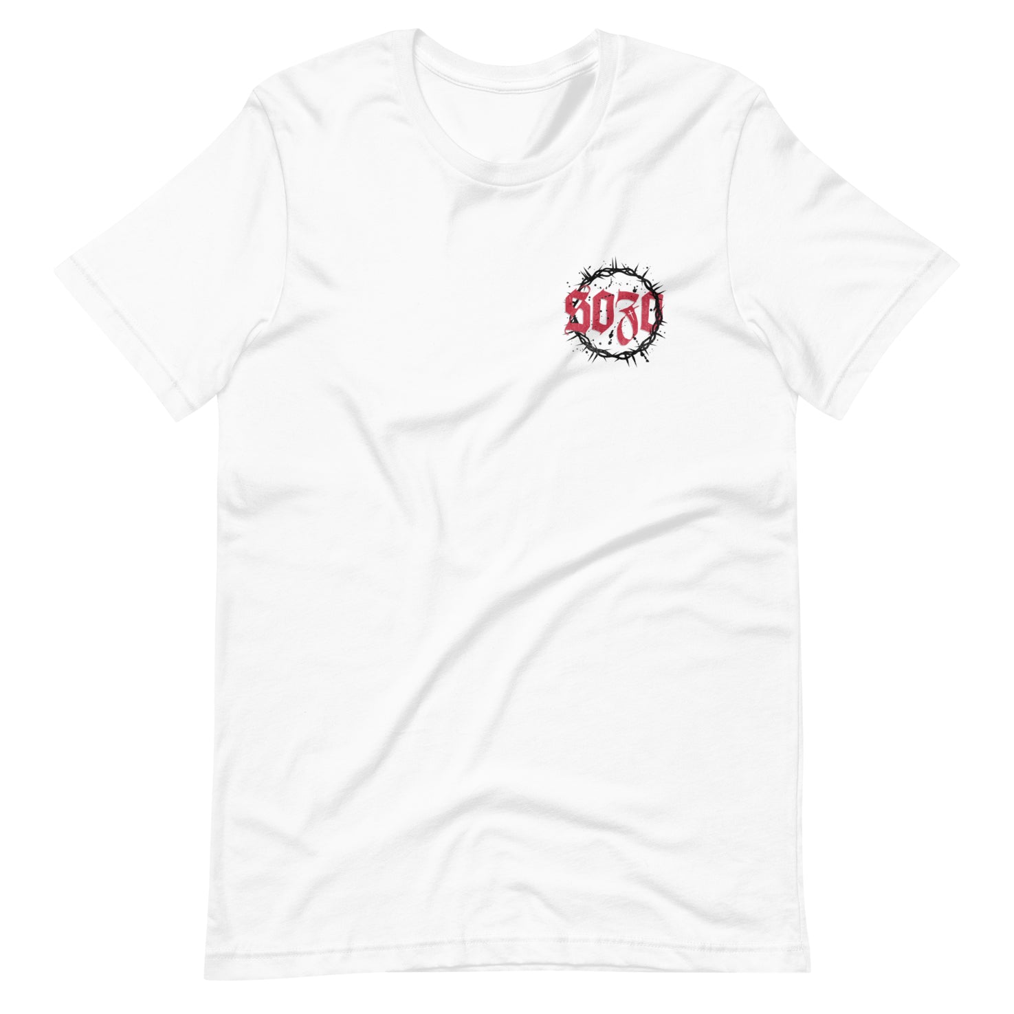 White short sleeve Sozo Tee, Front, Christian Apparel