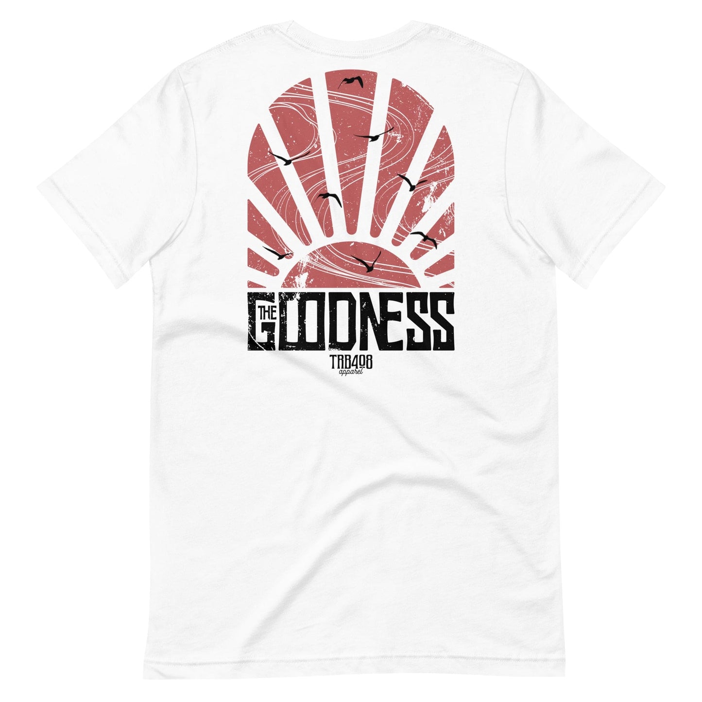 White short sleeve The Goodness Tee, Back, Christian Apparel