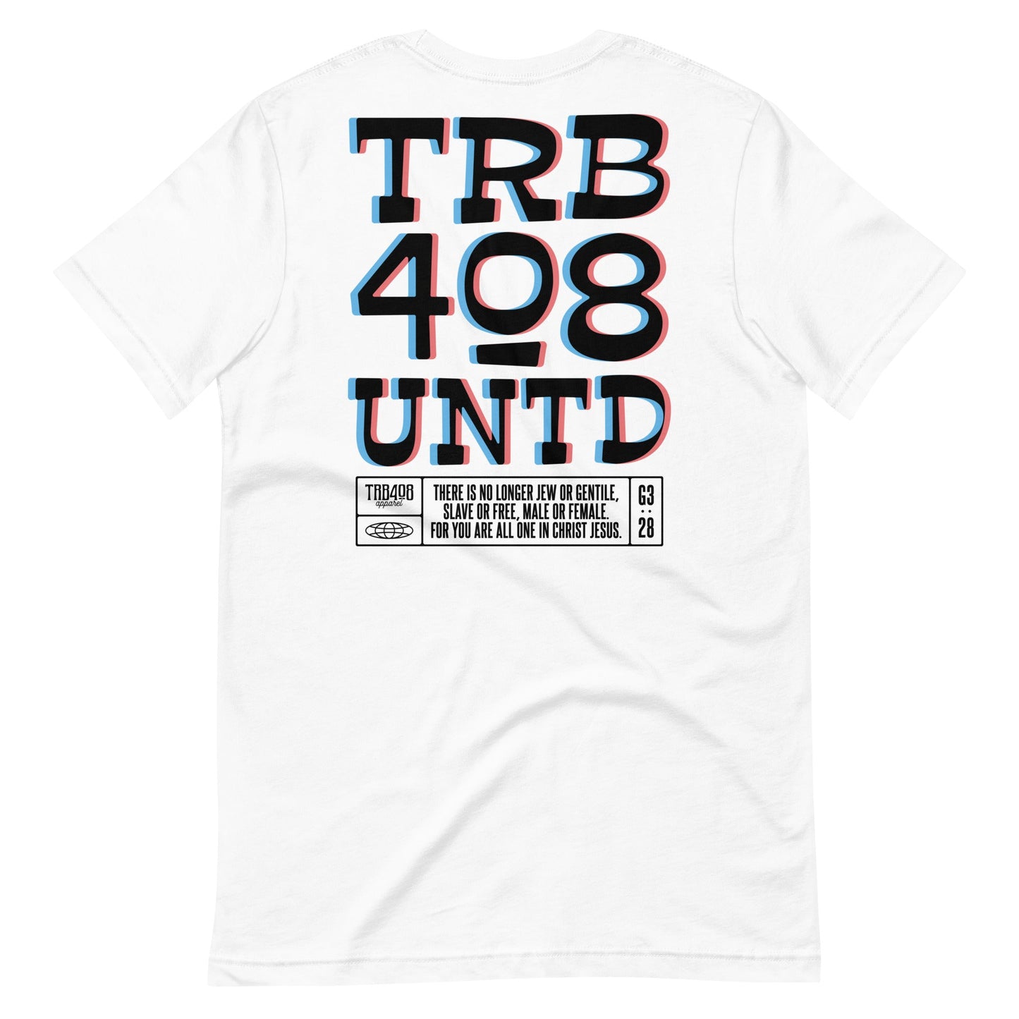 White short sleeve Tribe 3D Tee, Back, Christian Apparel