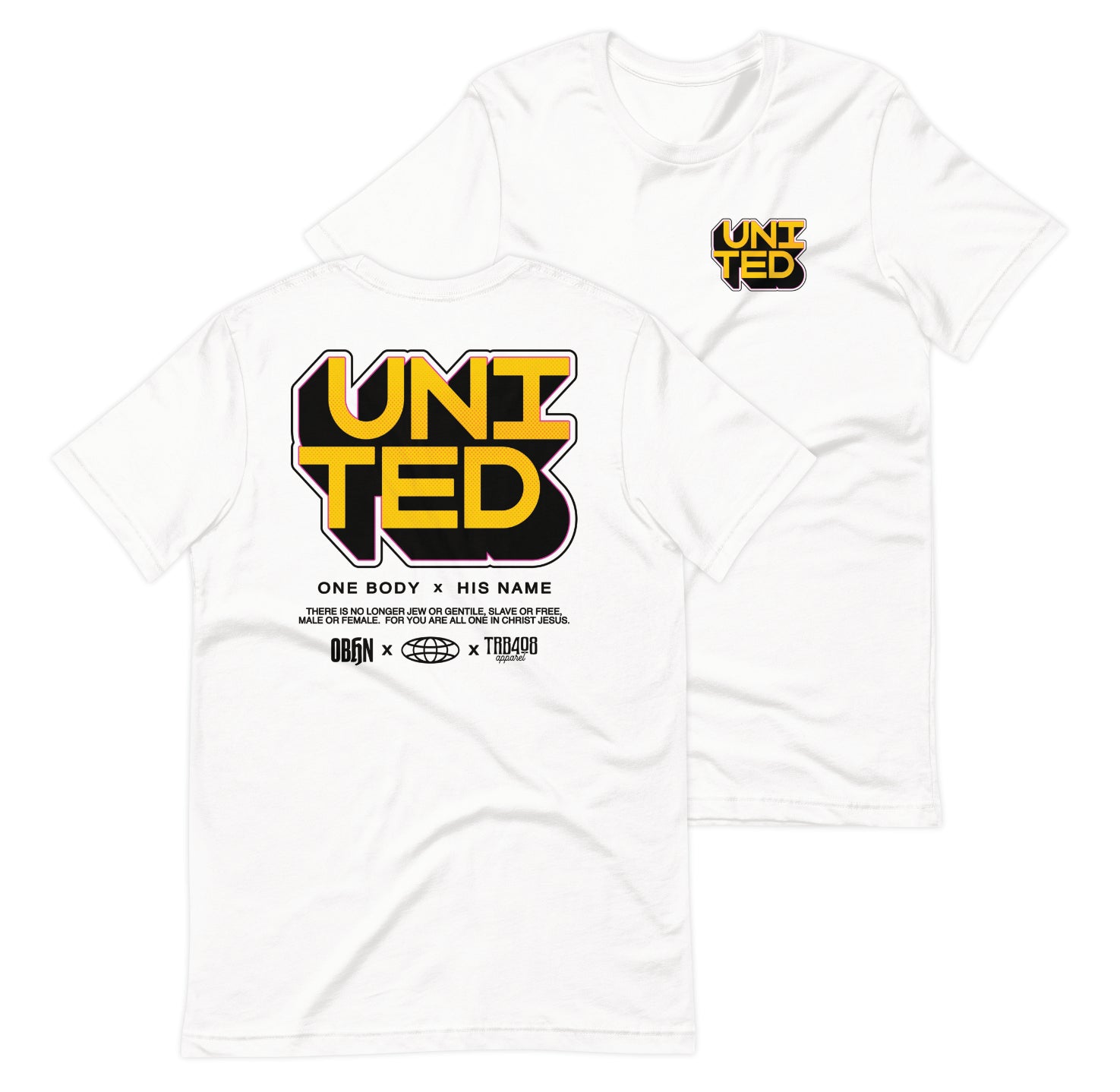 White short sleeve United 3D Tee, Front and Back, Christian Apparel