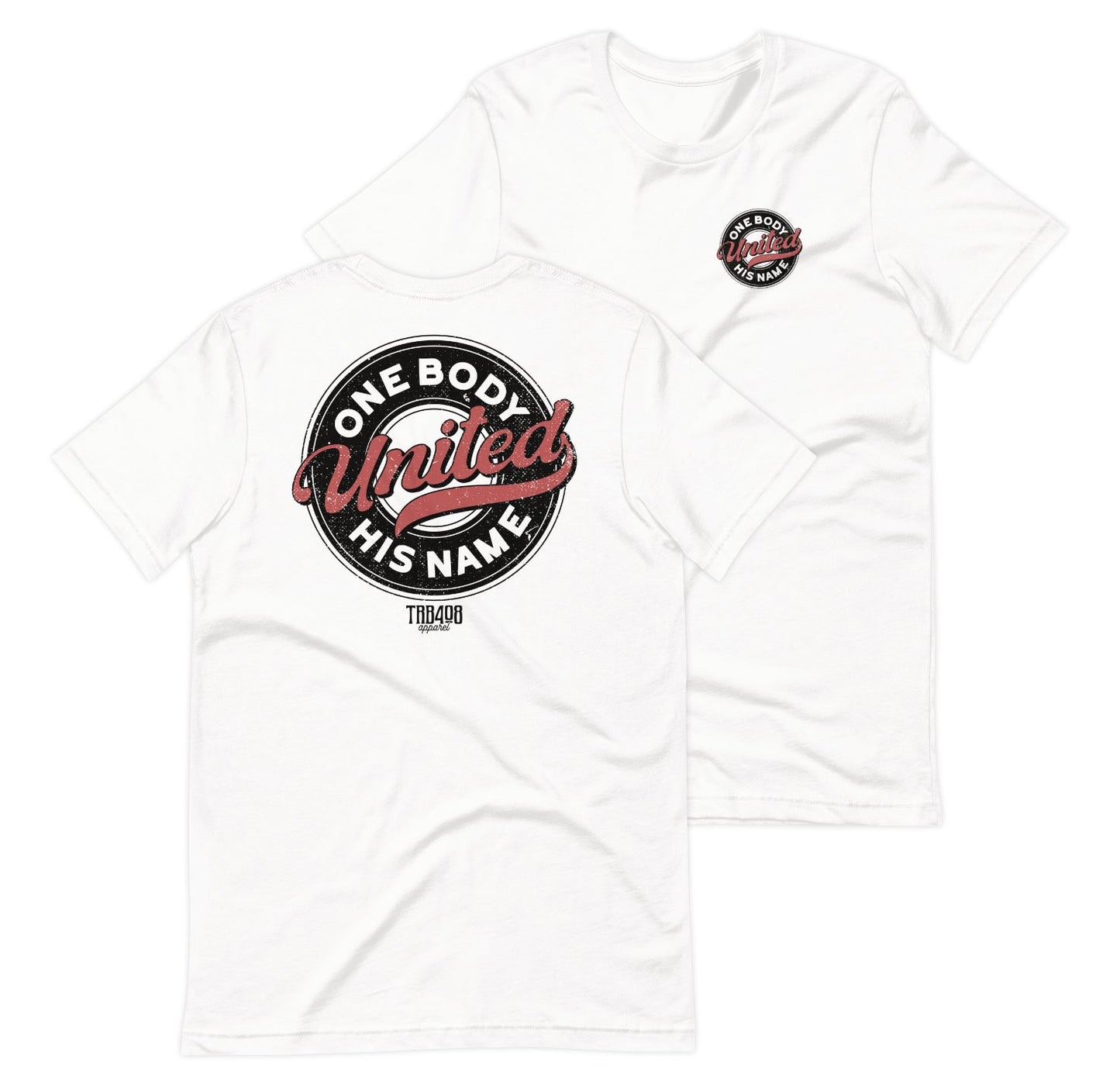 White short sleeve United Retro Ring Tee, Front and Back, Christian Apparel