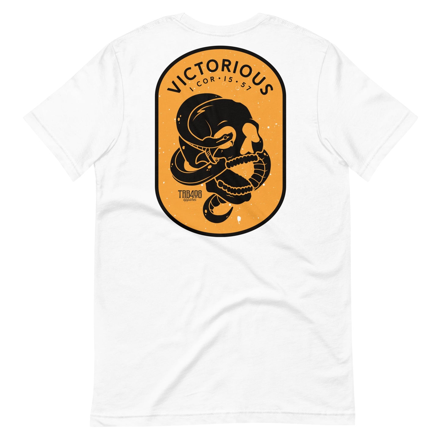 White short sleeve Victorious Tee, Back, Christian Apparel
