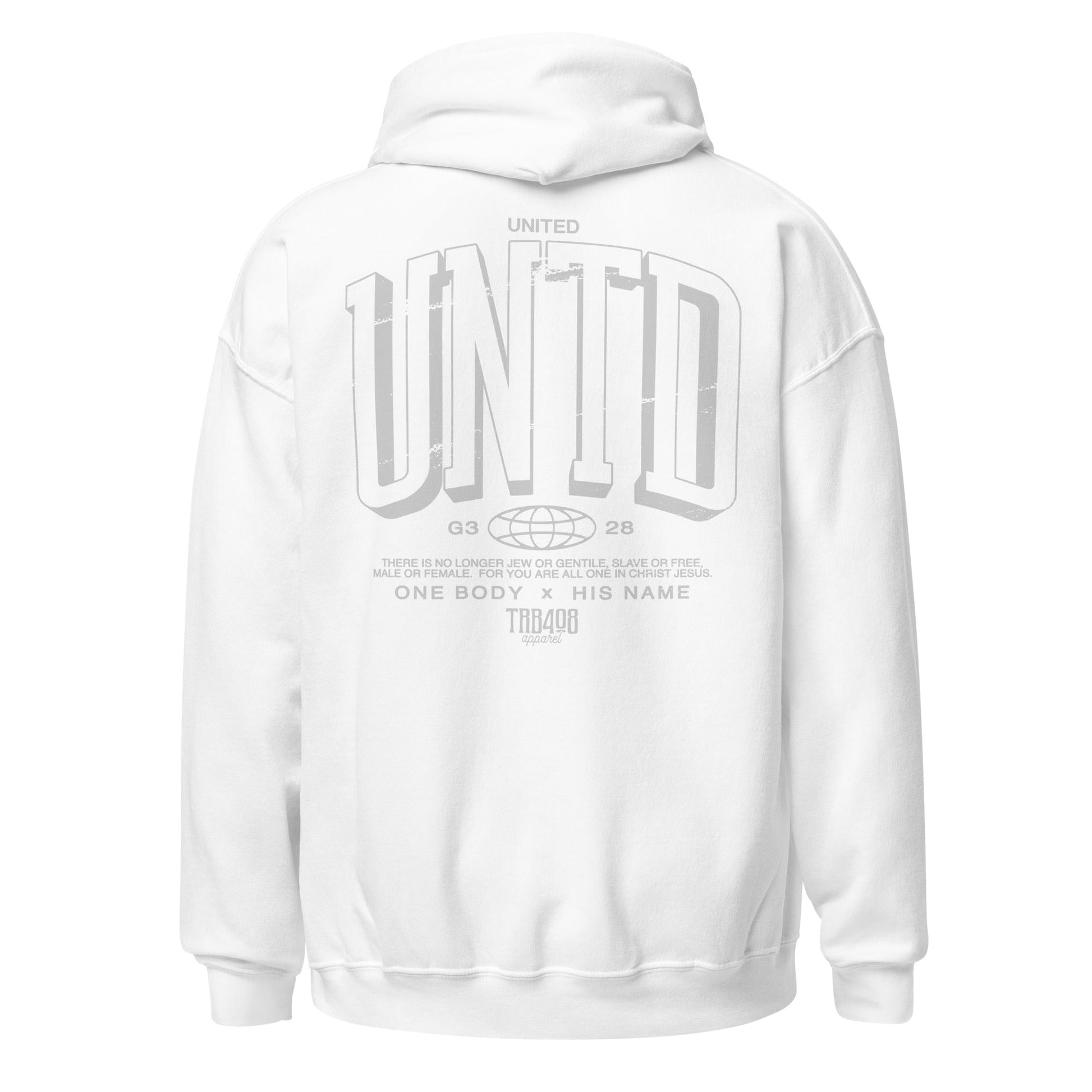 White The Tall UNTD Hoodie, Back, Christian Apparel