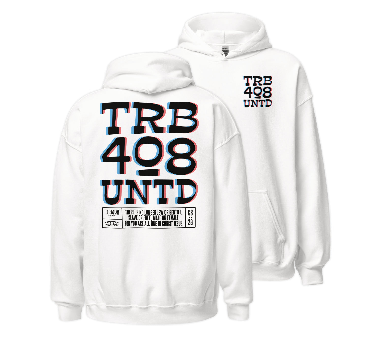 White Tribe 3D Hoodie, Front and Back, Christian Apparel