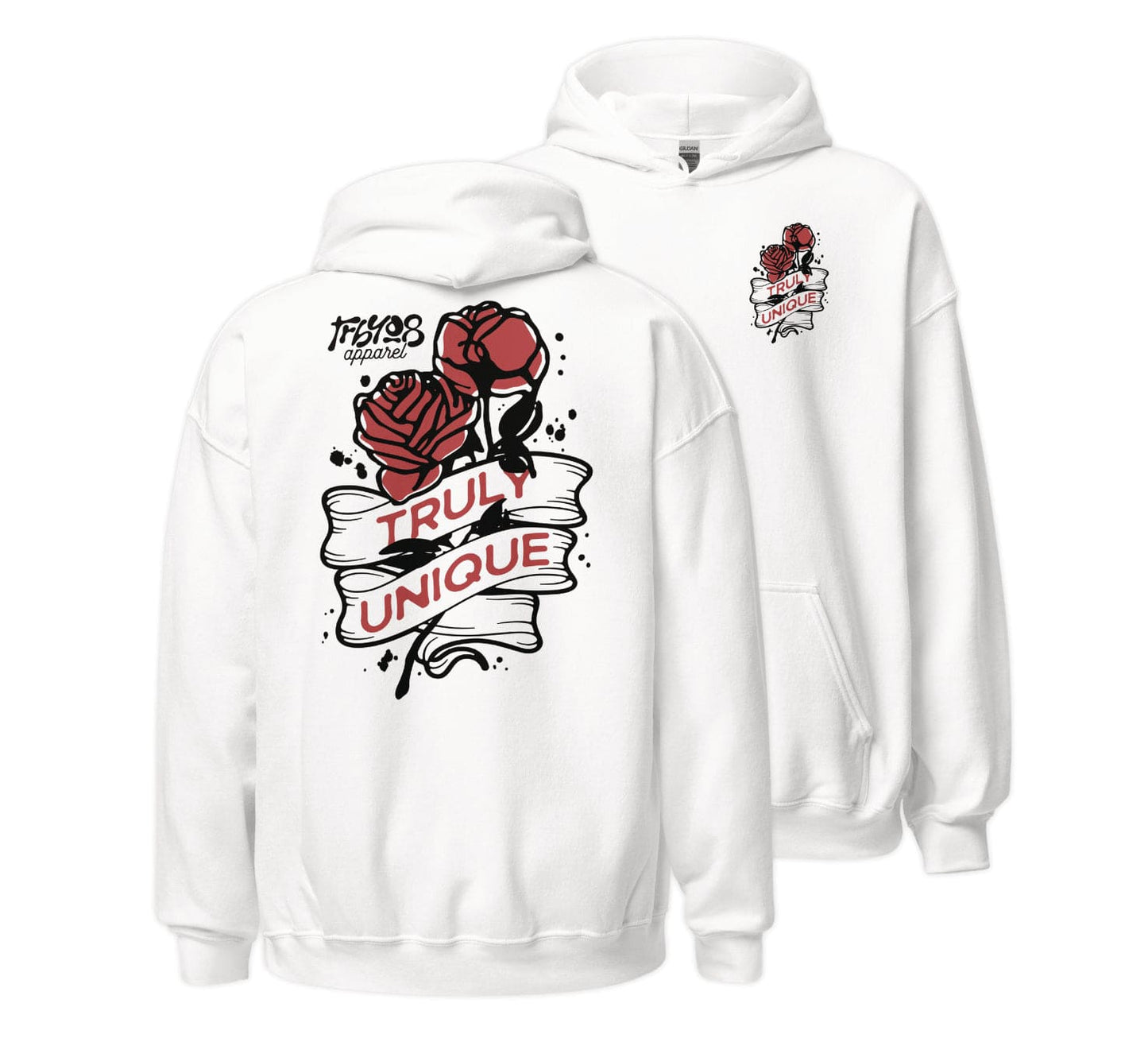 White Unique Hoodie, Front and Back, Christian Apparel