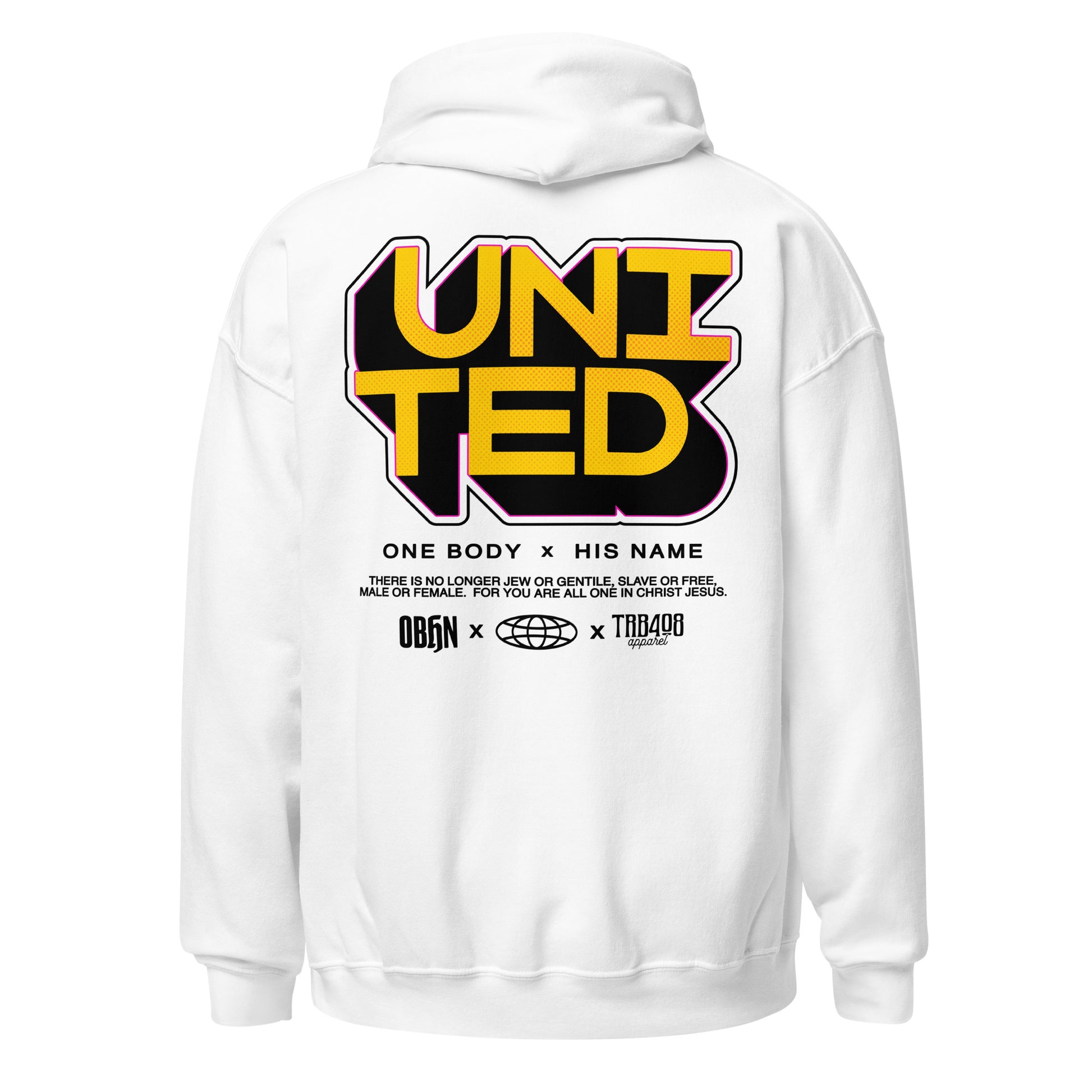 White United 3D Hoodie, Back, Christian Apparel