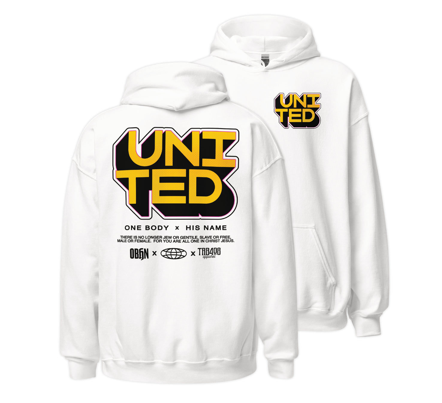 White United 3D Hoodie, Front and Back, Christian Apparel