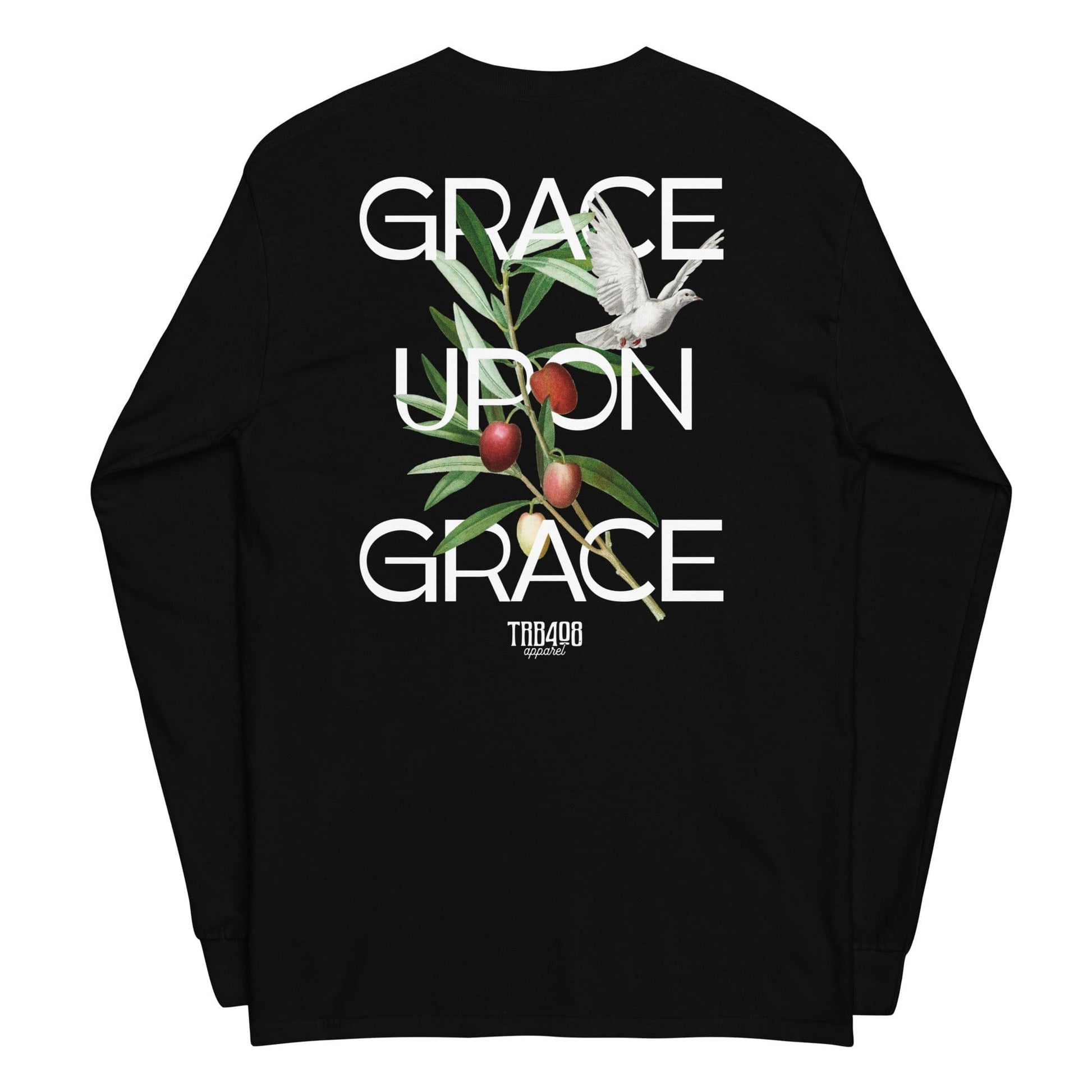 Black long sleeve Grace Upon Grace Tee, Back, Christian Apparel