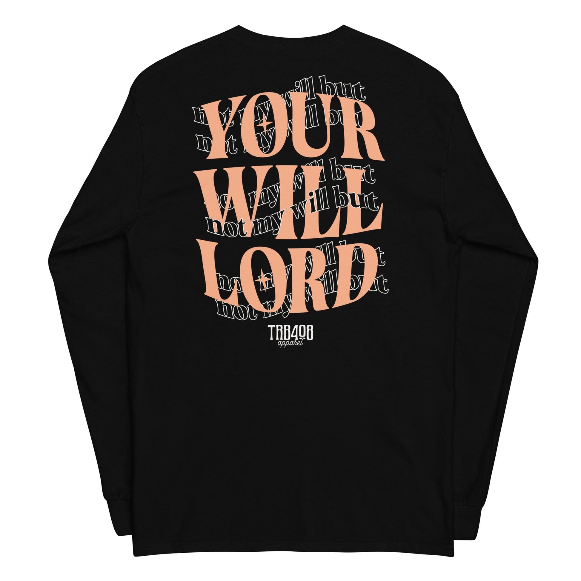 Black long sleeve His Will Tee, Back, Christian Apparel