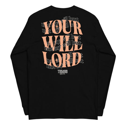 Black long sleeve His Will Tee, Back, Christian Apparel